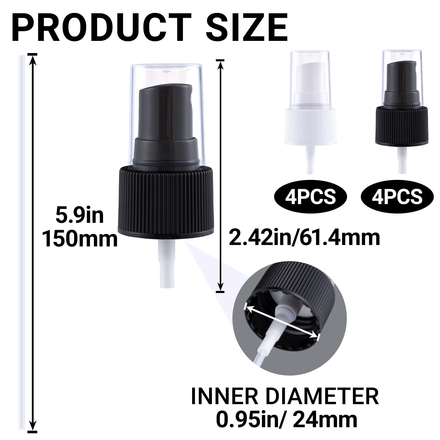 Winsyison 8Pcs Fine Mist Sprayer Caps, Plastic Spray Bottle Nozzle, Nozzle Tops Replacement For Cleaning Solutions- White & Blac