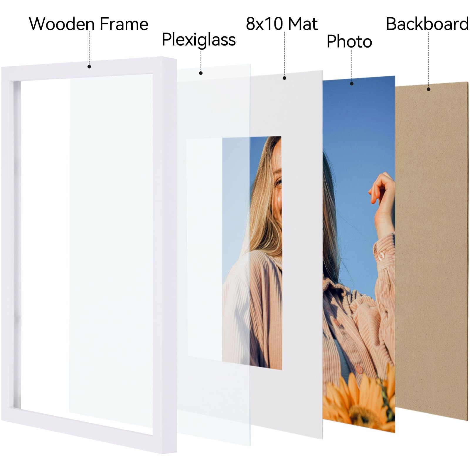 Vittanly 11x14 Picture Frame Set of 4, Display Pictures 8x10 with Mat or 11x14 without Mat, Gallery Wall Frame Set for Wall or T