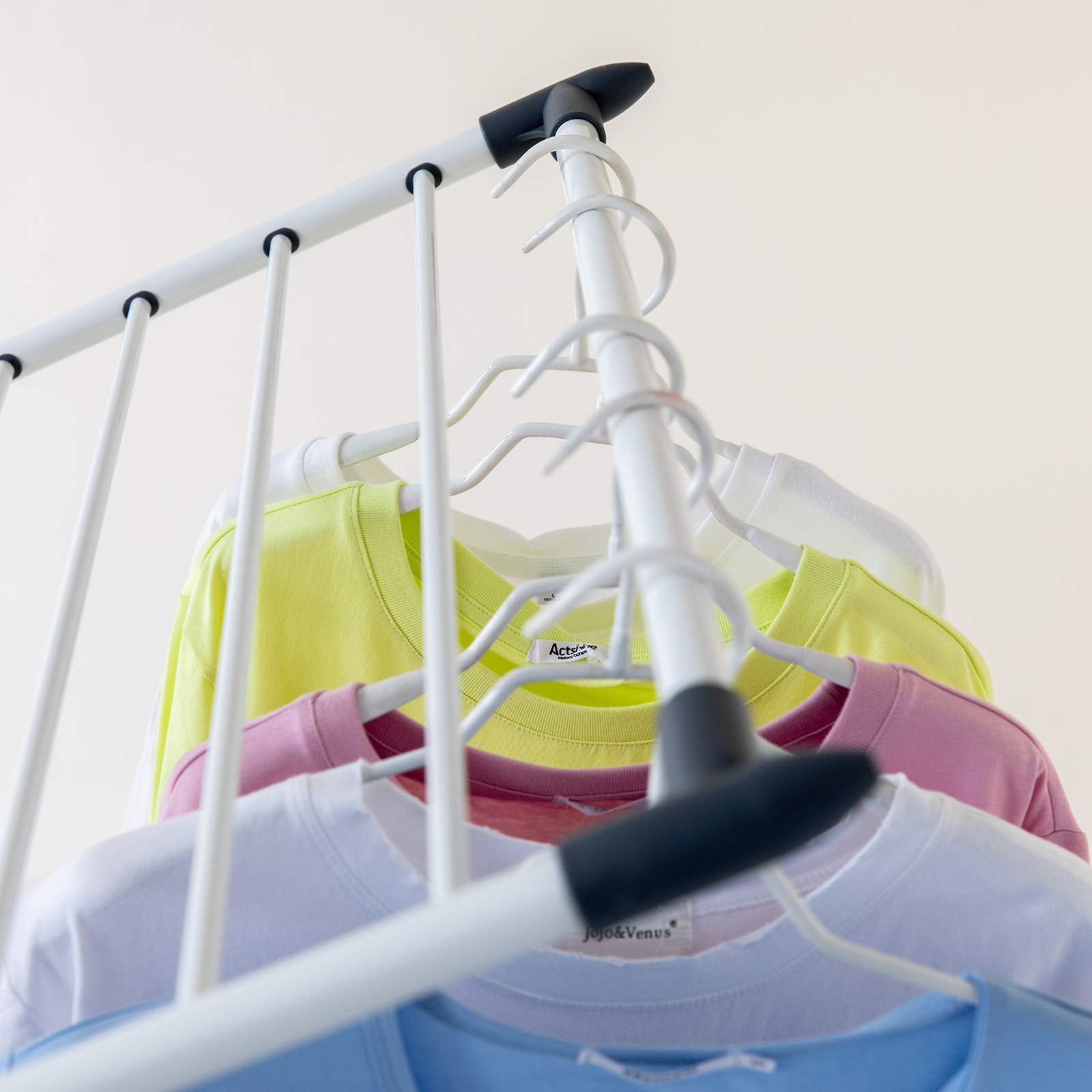 YUBELLES Clothes Drying Rack  Gullwing Laundry Rack Adjustable and Foldable for Easy Storage Indoor and Outdoor  White & Gray