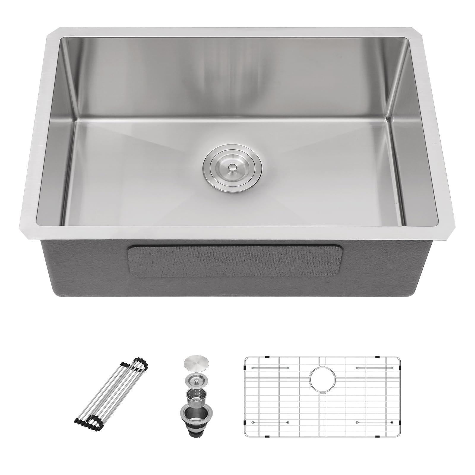 28 Inch Kitchen Sink Stainless Steel - Sarlai 28'' x 18'' Undermount Sink Single Bowl 16 Gauge Stainless Steel Kitchen Sink Basin