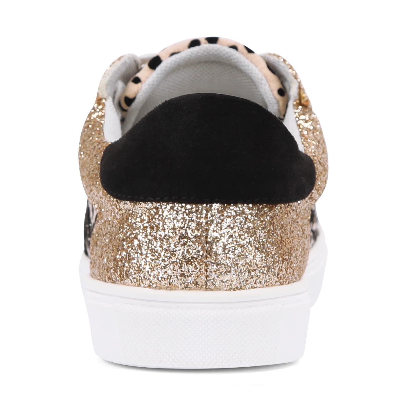 Party Womens Fashion Star Sneaker Lace Up Low Top Comfortable Cushioned Walking Shoes, Myles-Cheetah Glitter-8