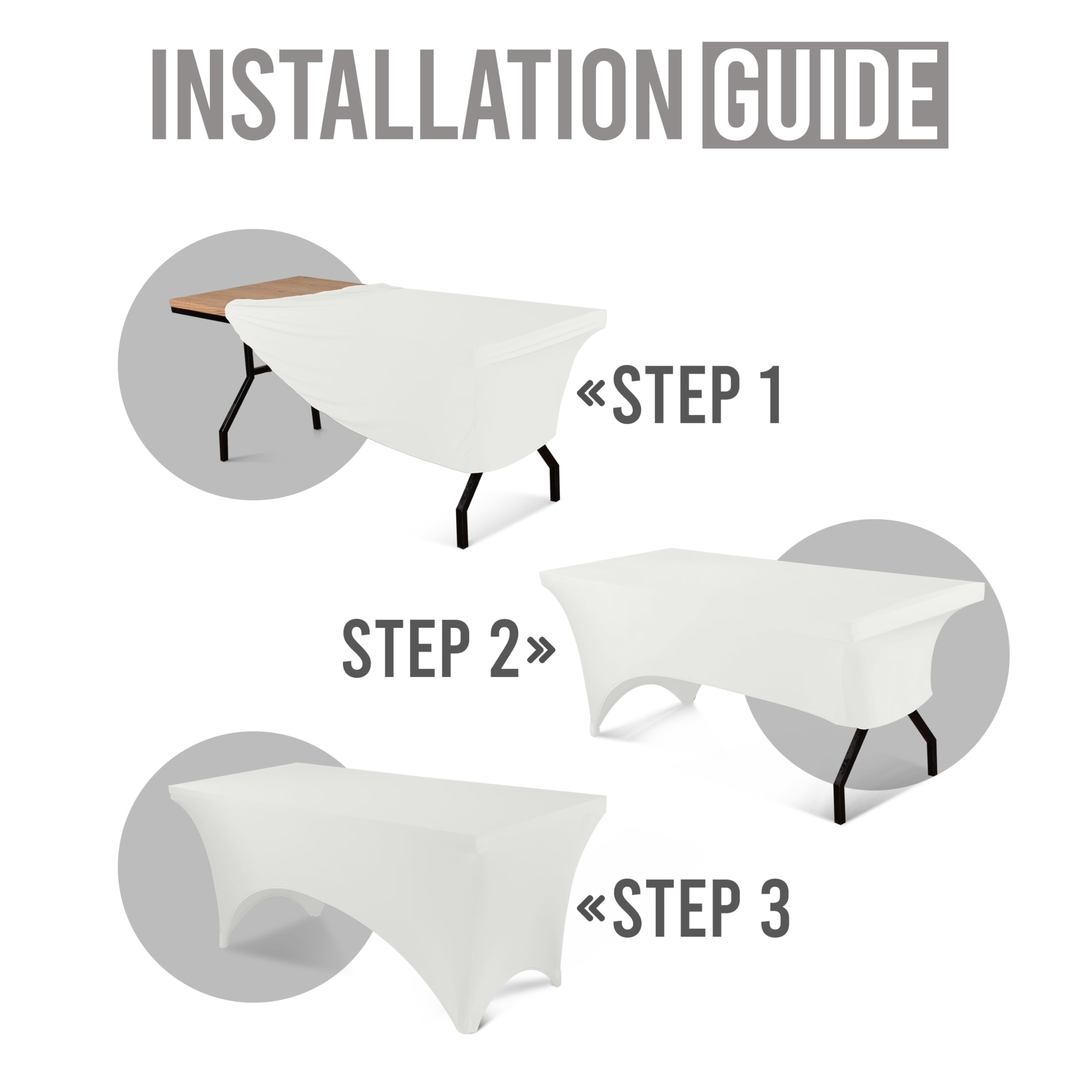 Utopia Kitchen Spandex Tablecloth 1 Pack [8Ft, White] 200 Gsm Tight, Fitted, Washable And Wrinkle Resistant Stretch Rectangular