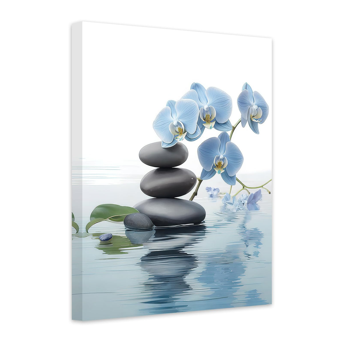 Ccwacpp Zen Wall Art Spa Stone And Elegant Blue Orchid Flower On The Water Picture Canvas Prints Artwork Relax Zen Spa Meditatio