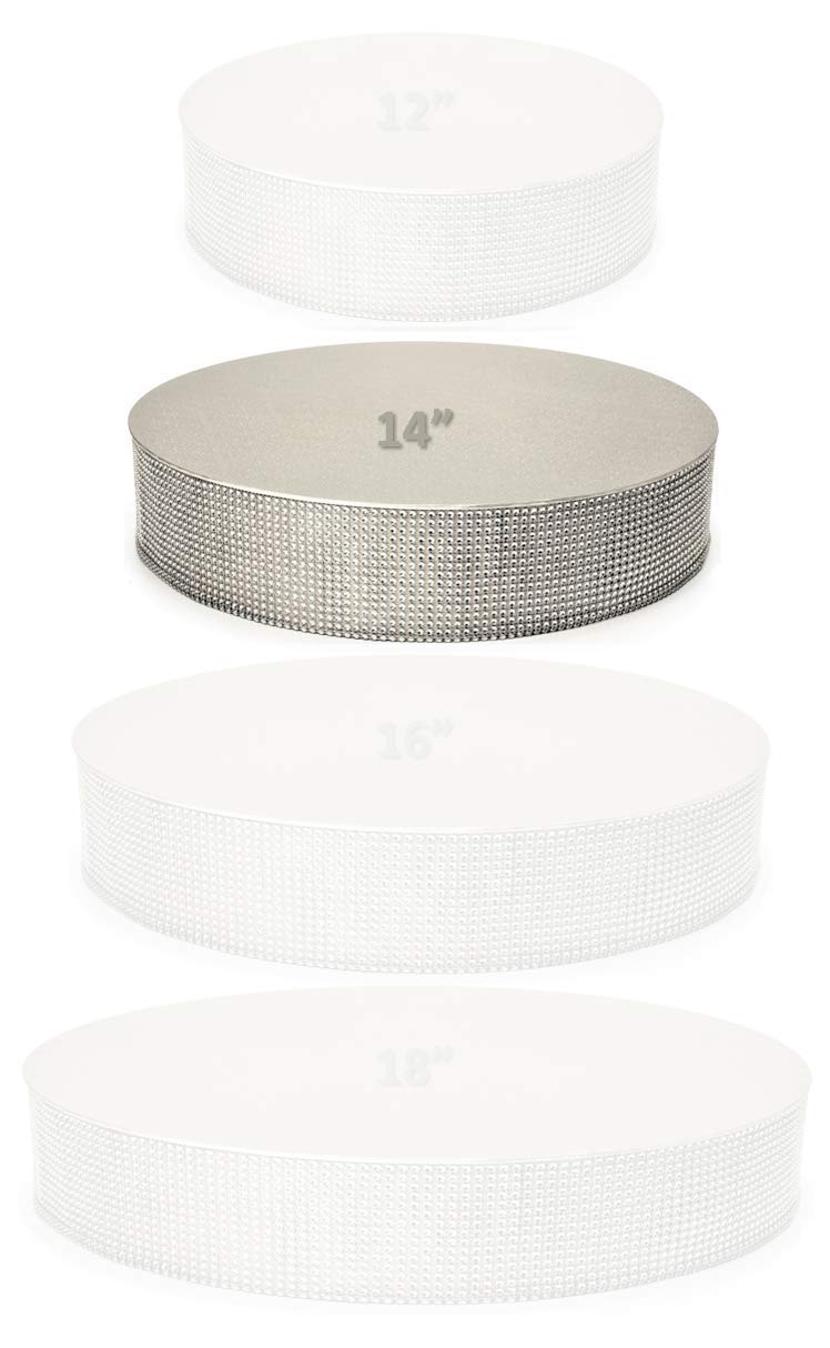 Occasions Bling Wedding Cake Stand (Holds 150 Lbs) Cupcake Base, Decorative Centerpiece For Parties (14'' Round, Silver)