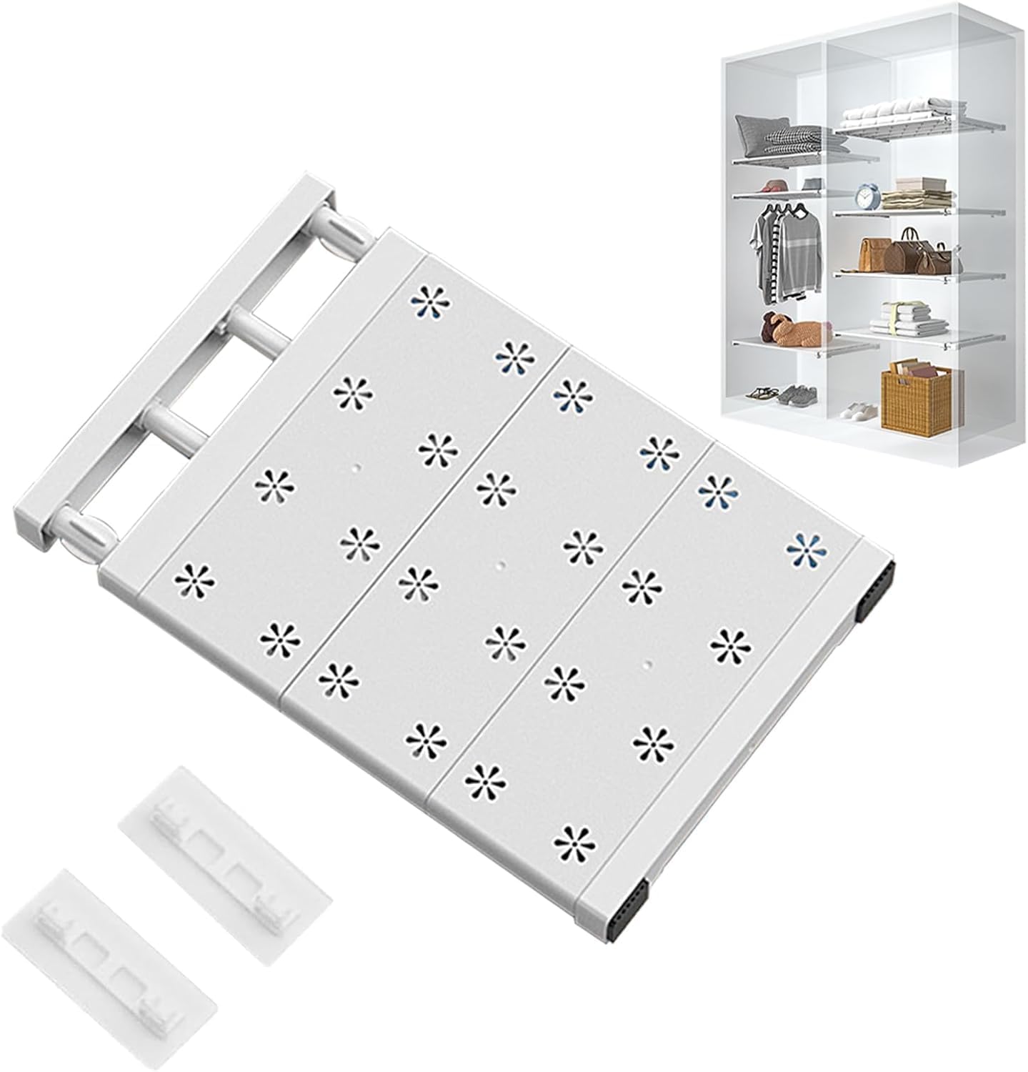 Deoxys Expandable Closet Shelves, Tension Shelf Separator Wardrobe Storage Organiser, White Cupboard Shelves, Adjustable Storage