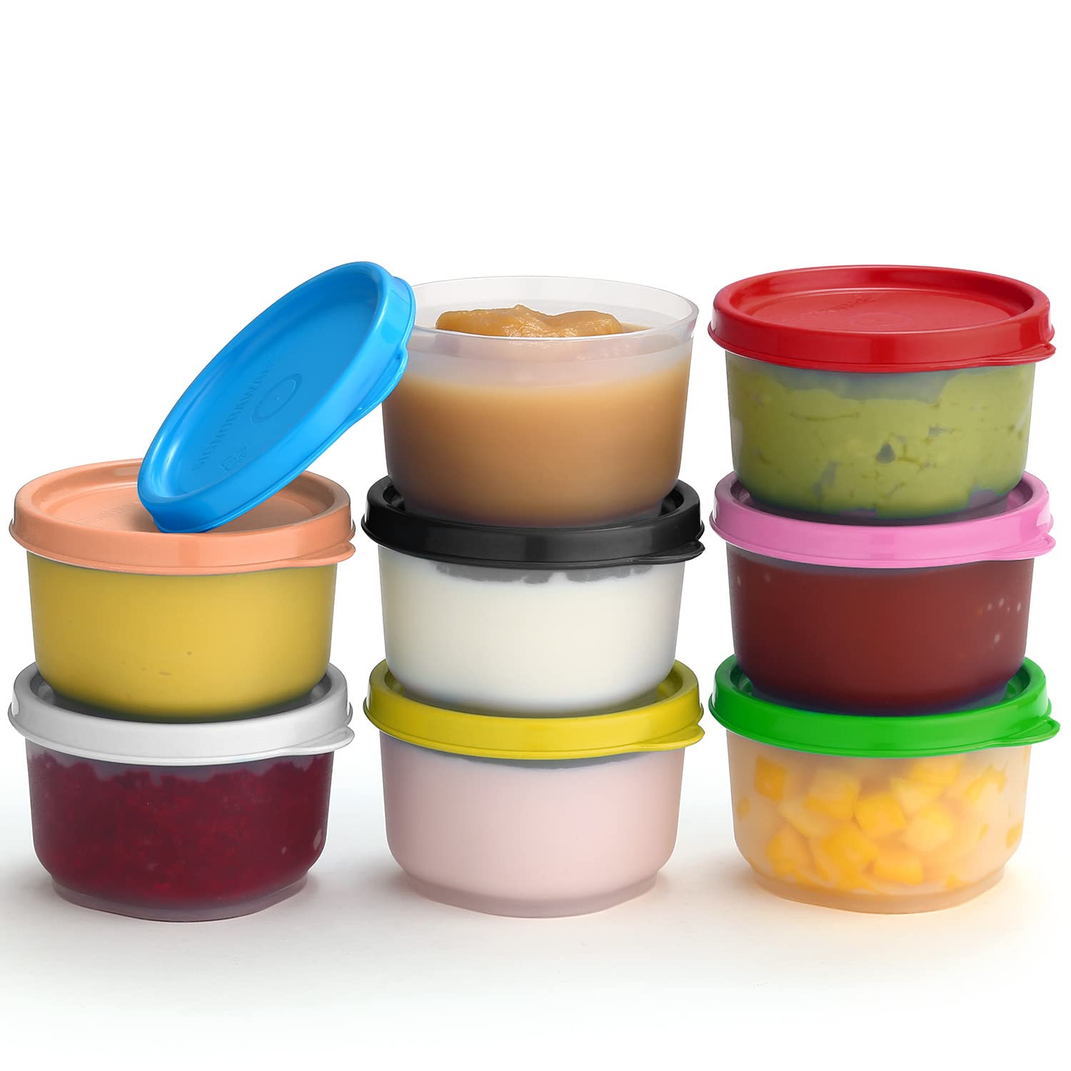 SIGNORA WARE Reusable Plastic Storage Containers 8 Pack - 4 oz. Stackable Airtight Leak Proof for Snacks, Nuts, Baby Food, Picni
