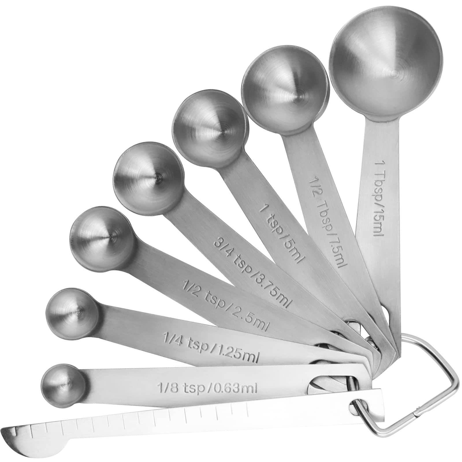 8Pcs Measuring Spoons, Premium Heavy Duty 18/8 Stainless Steel Measuring Spoons Cups Set, Small Tablespoon With Metric And Us Me