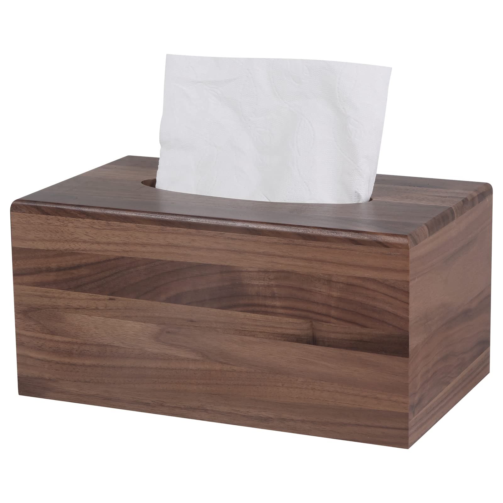 Reviaras Tissue Box Cover, Walnut Wood Tissue Box Cover With Slide-Out Bottom, Tissue Box Cover Rectangular For Bathroom, Bedroo