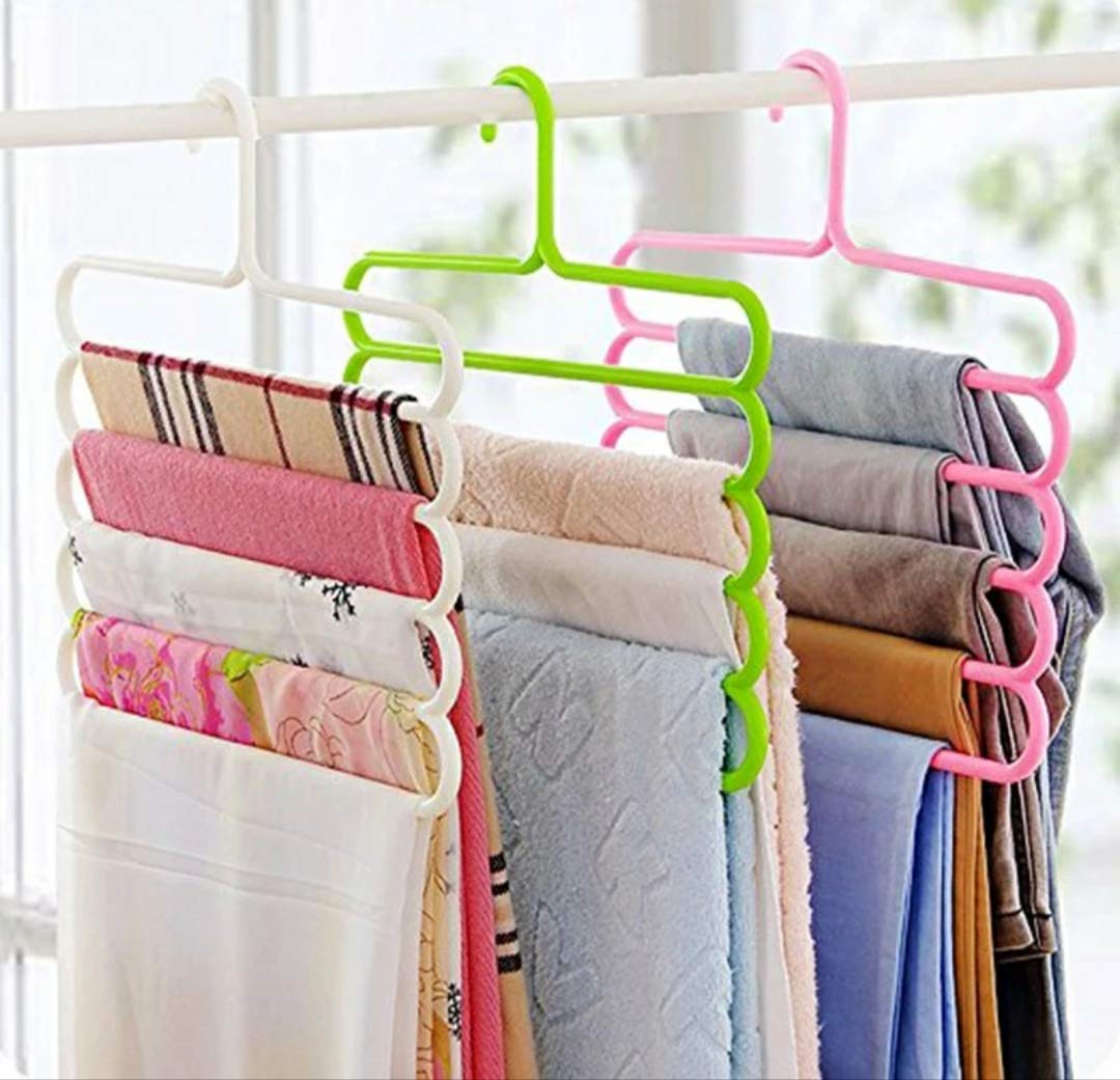 Maha Closet Organizer Space Saving Plastic MultiFunctional Storage Wardrobe Clothes Organizer Hanger For Shirts, Pants, Skirts