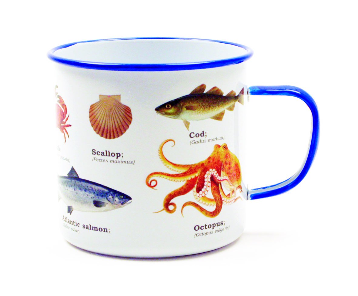 Gift Republic Sea Life Enamel Mug, 450 Ml, Multicolor