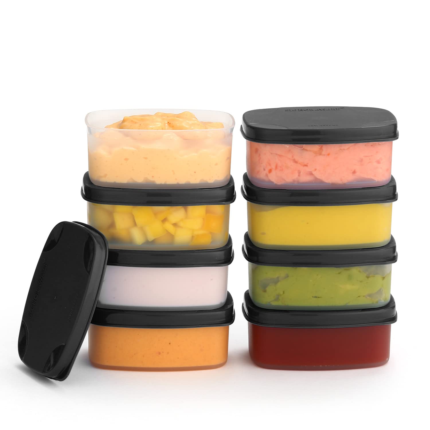 Reusable Airtight Food Containers 3 oz 8 pack. for Snacks, Baby/Toddler Food/Puree, Condiments, Picnics Food Prep, Lunch, Plasti