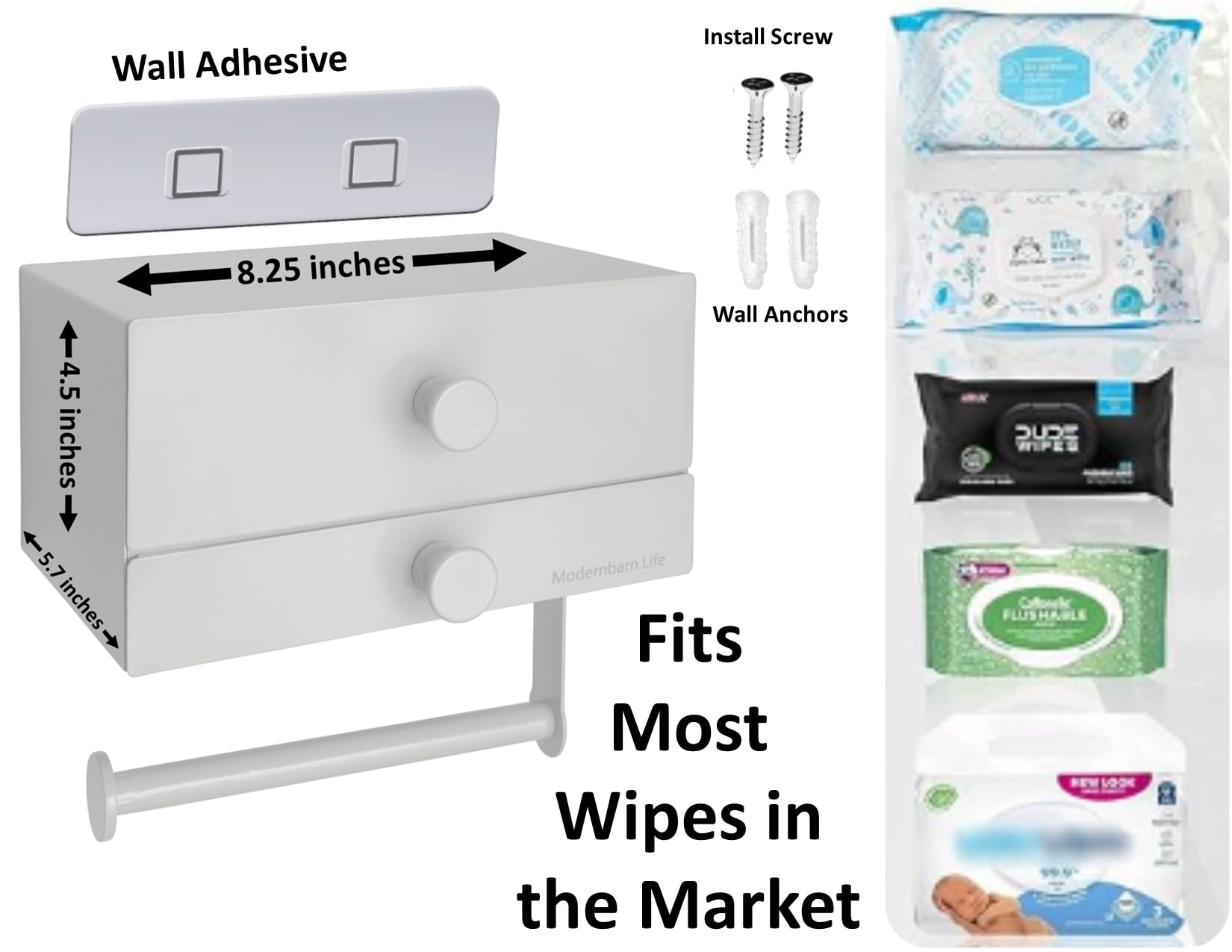 Modern Toilet Paper Holder With Storage Drawers - Toilet Paper And Wipes Holder For Bathroom - Aluminum Tp Holder With Shelf And