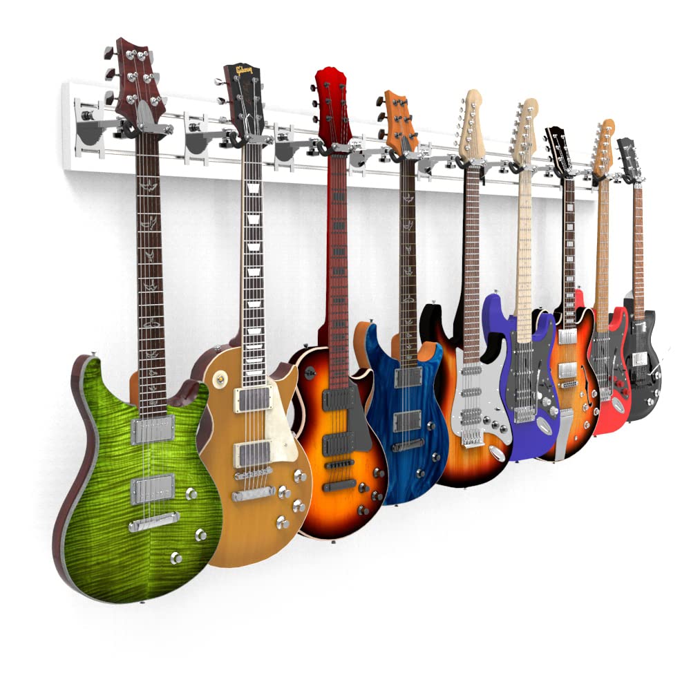 Horizontal Guitar Wall Mount  9 Guitar Hooks: Guitar Rack  Guitar Hanger Wall Mount Guitar Holder Stand, Banjo Hangers, Ukulele
