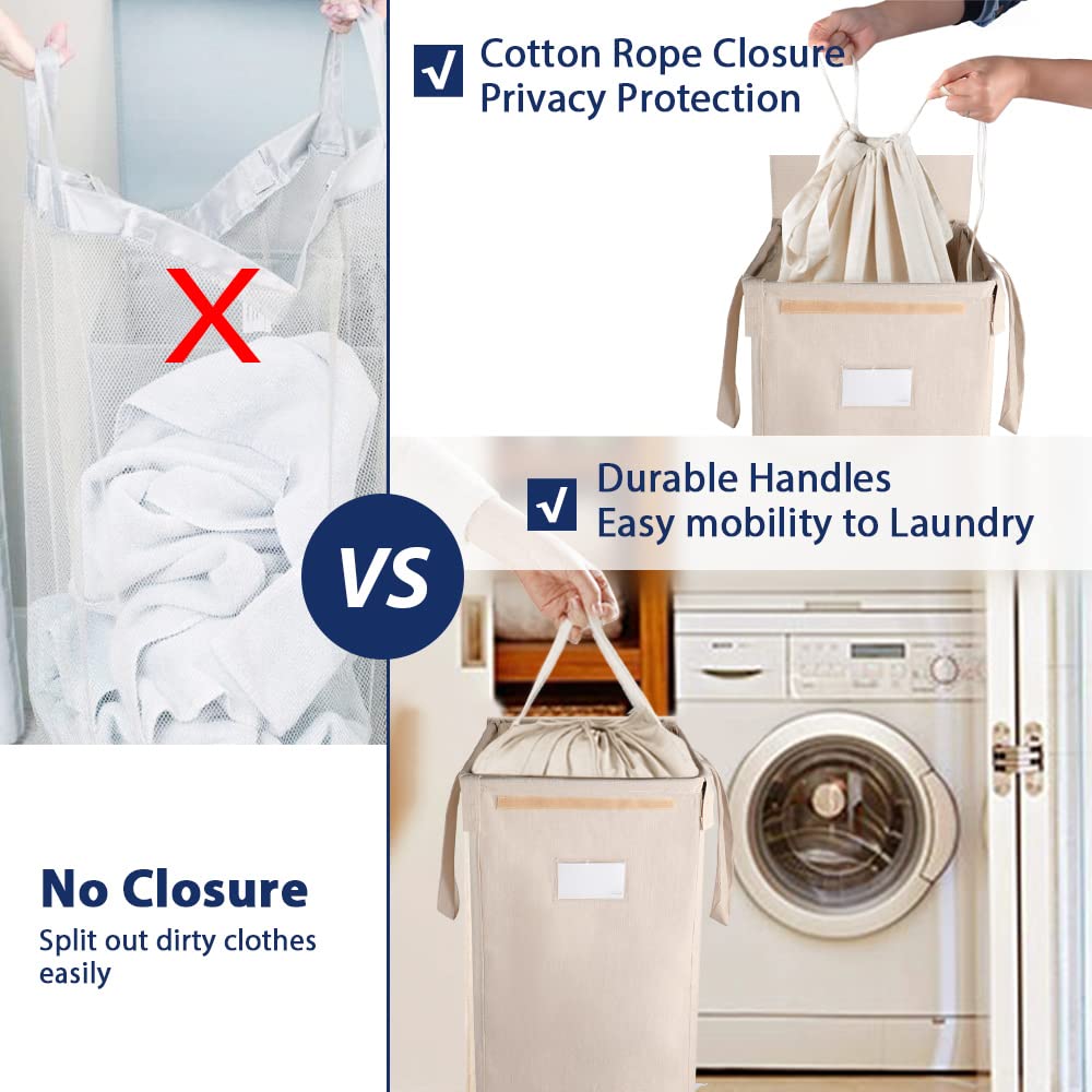 Mcleanpin 210L Laundry Hamper With Lid And 2 Removable Liners, Collapsible Dirty Clothes Hamper For Laundry And 2 Handles, Folda