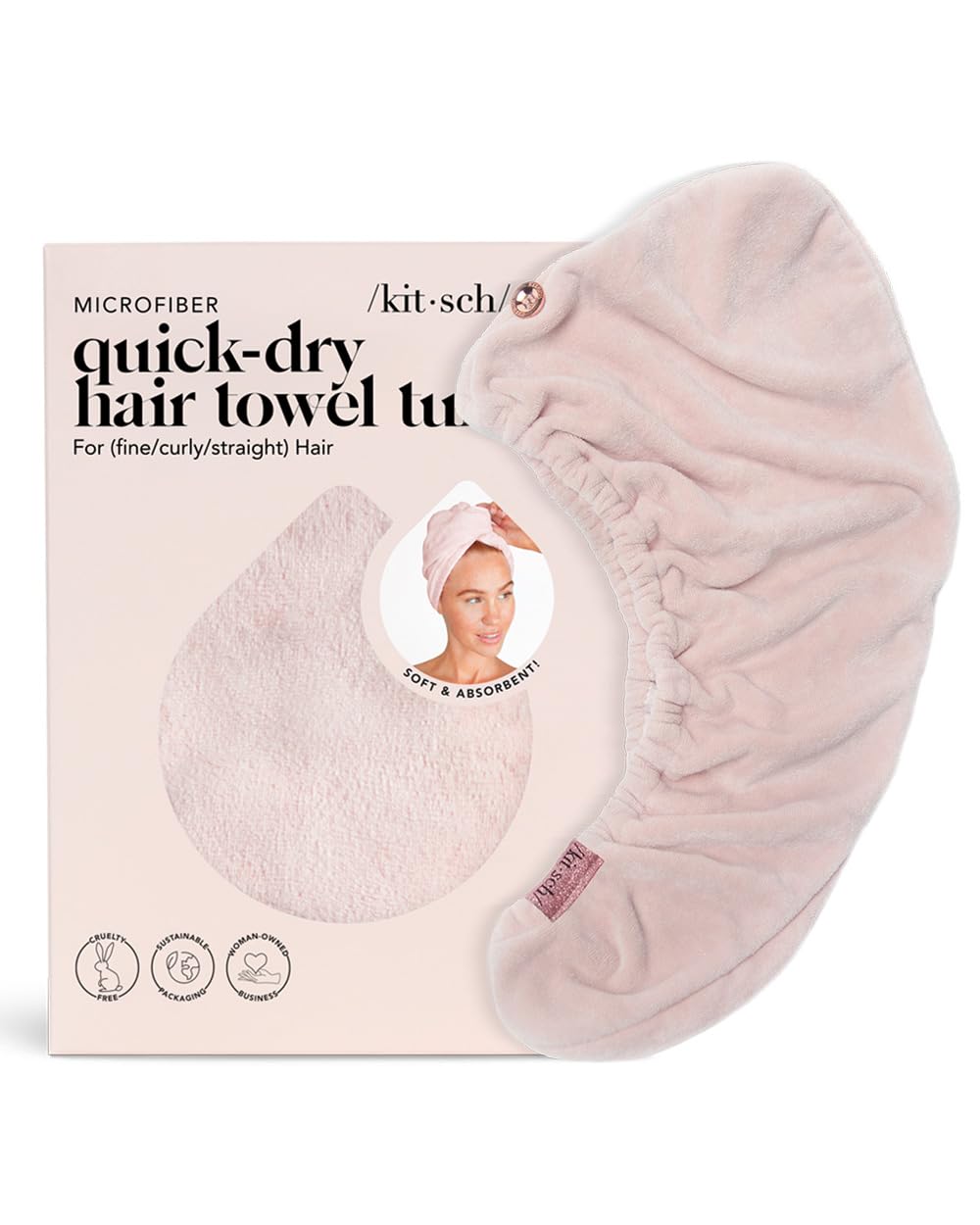 Kitsch Microfiber Hair Towel Wrap for Women - Quick Dry Towel | Microfiber Towel for Hair | Hair Drying Towel Wrap for Long Hair