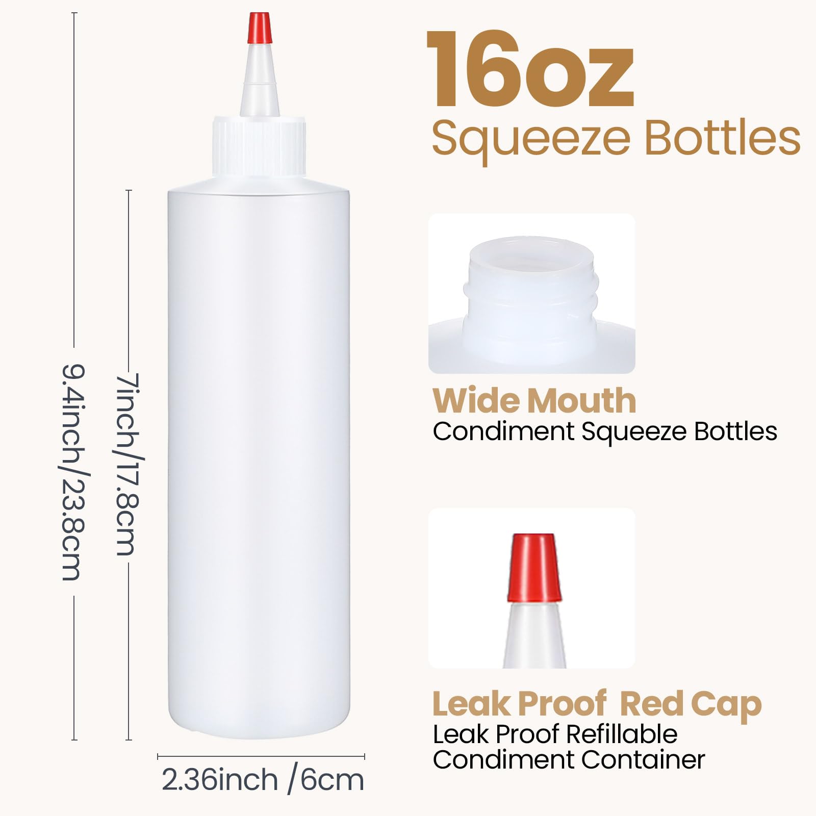 Irenare 30 Pack 16 Oz Plastic Condiment Squeeze Bottles For Sauces Empty Squirt Bottle With Top Cap Ketchup Squeeze Bottle For C