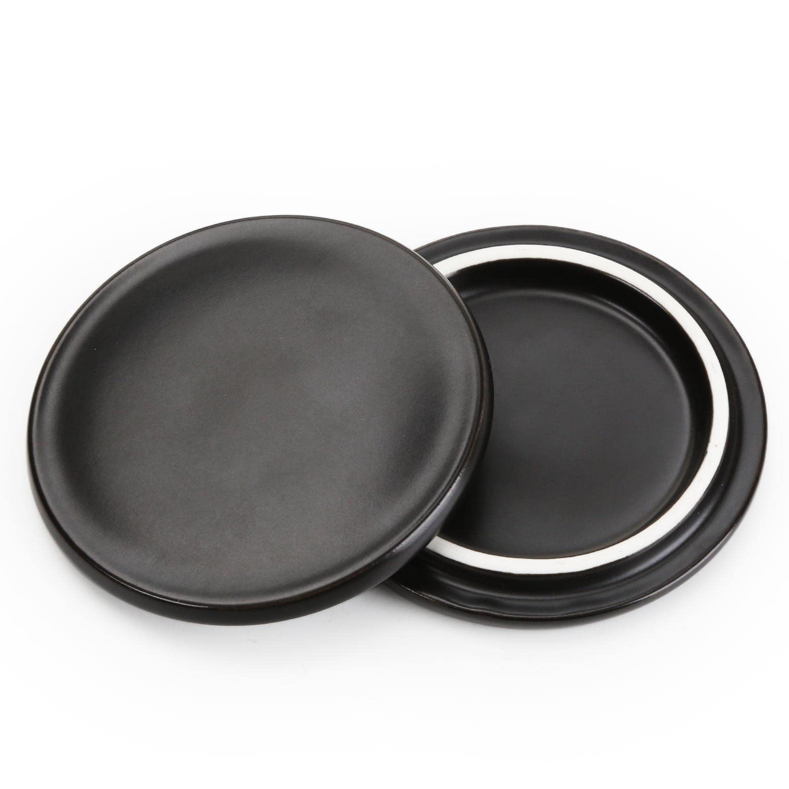 Black Ceramic Coffee Mug Lids, 2 Pieces, Black Ceramic Lid for 11 oz Mug, Mug Cover to Keep Warm & Dustproof for Hot and Cold L