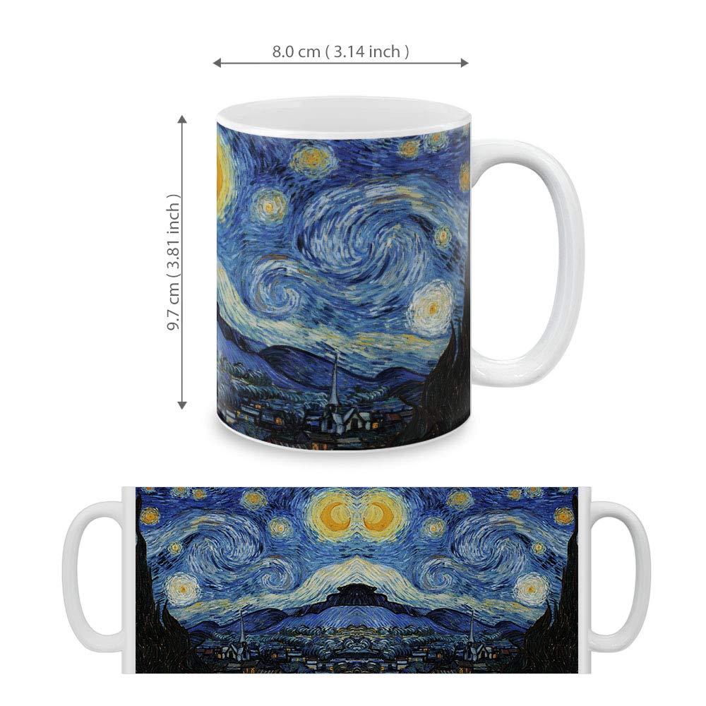 Mugbrew Classic Art The Starry Night Vincent Van Gogh Ceramic Coffee Mug Tea Cup, 11 Oz