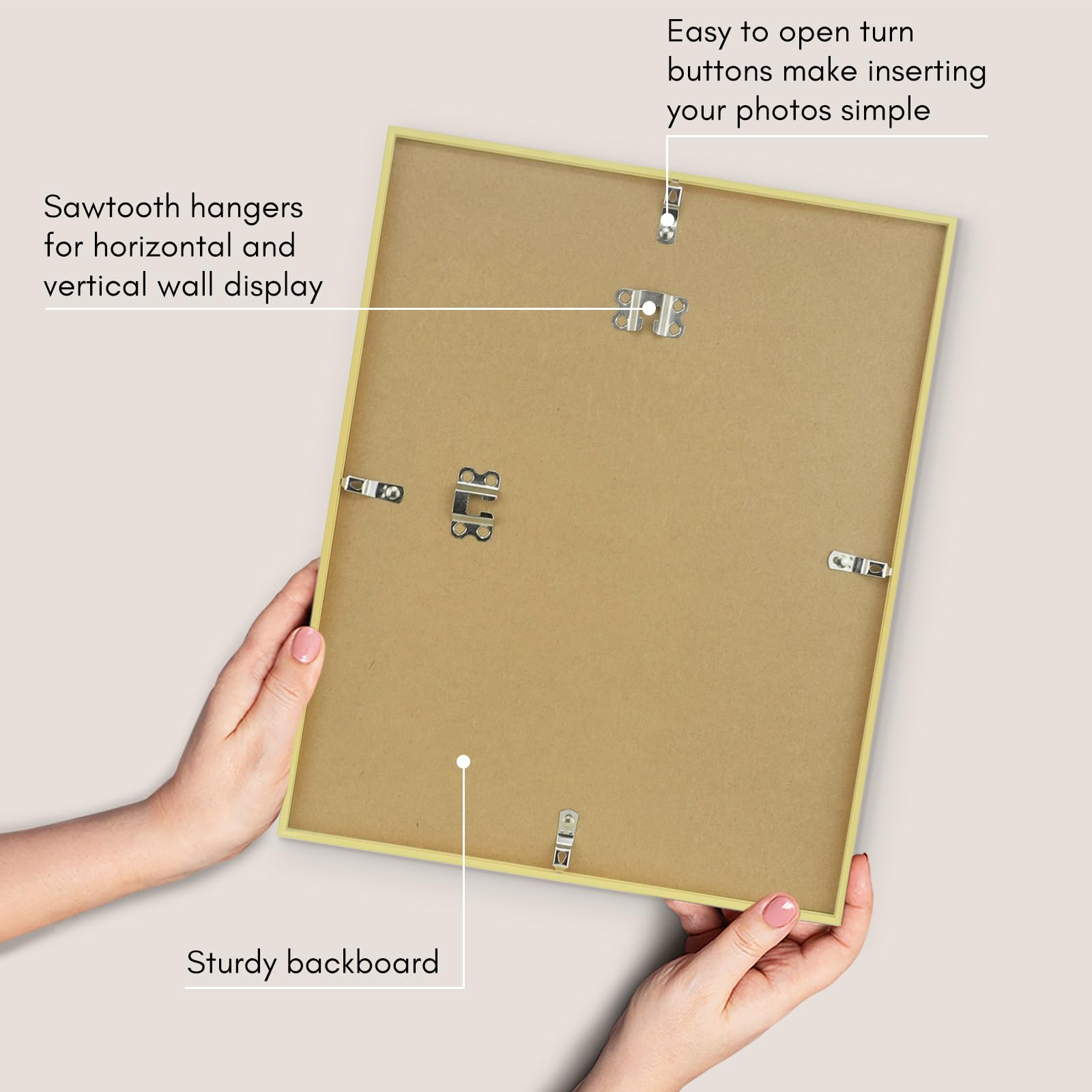 Americanflat 11x14 Picture Frame in Gold - Thin Border 8x10 Picture Frame with Mat or 11x14 Frame Without Mat - Shatter Resistant Glass - Horizontal and Vertical Formats for Wall