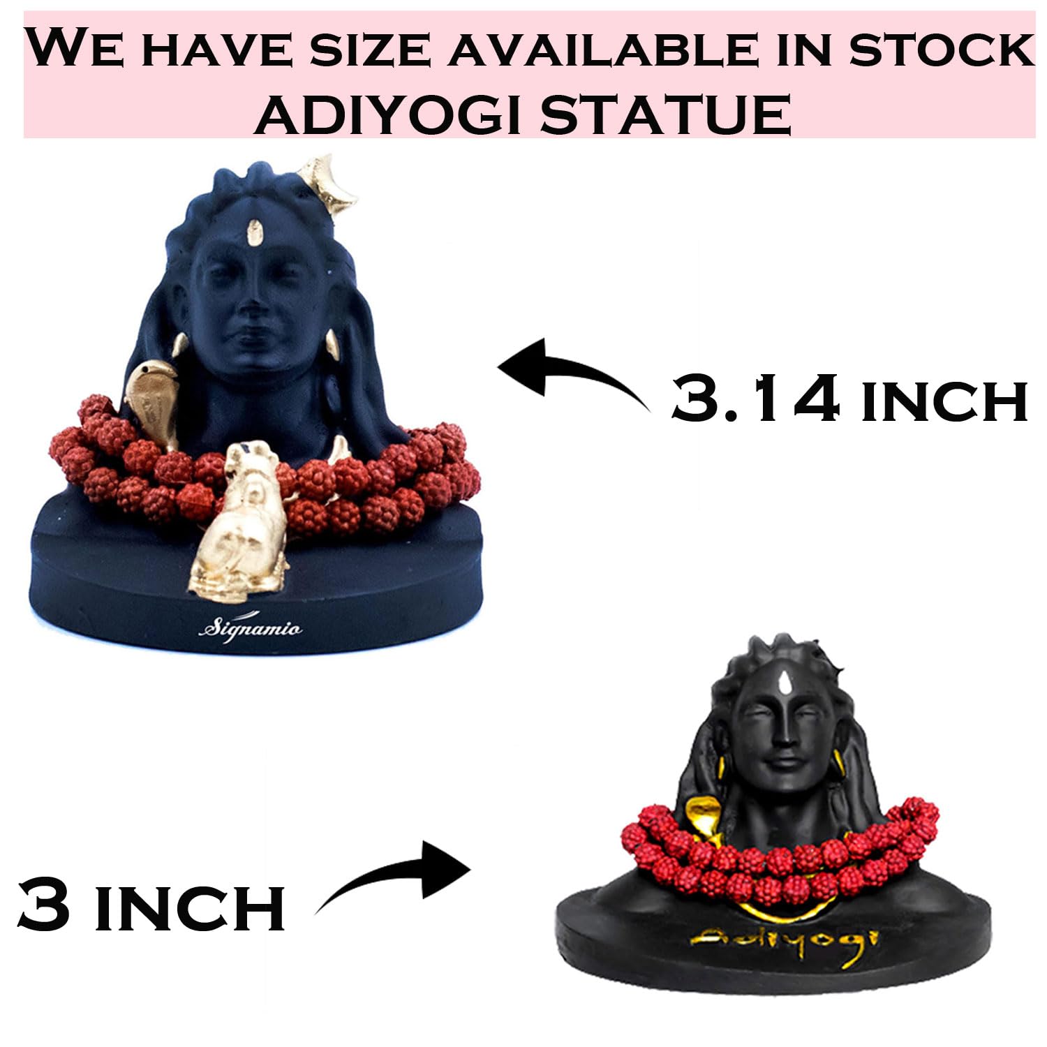 SIGNAMIO Lord god Mahadev Bholenath Shivji Adiyogi Shiva Statue Idol Murti for Car Dashboard with Rudraksh Mala Idle,Home Decor