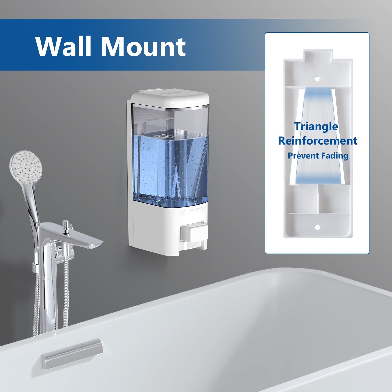 Svavo Wall Mount Soap Dispenser, Manual Liquid/Lotion Pump Sterilizer Hand Dispenser Shower Shampoo Lotion Gel Container For Bat