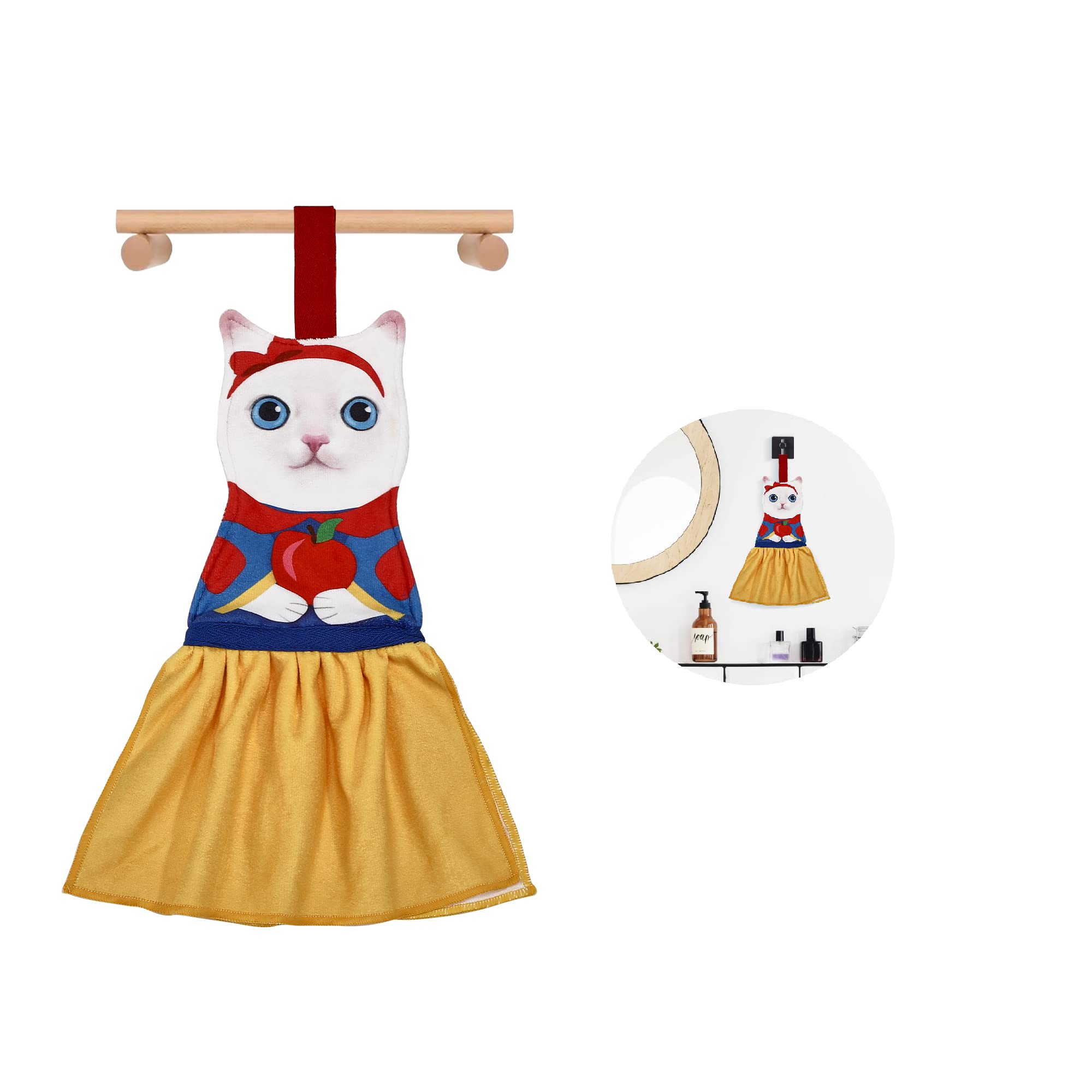 Cat Funny Hand Towels For Bathroom Kitchen - Cute Decorative Cat Decor Hanging Face Towels Super Absorbent Soft- Unique Valentin