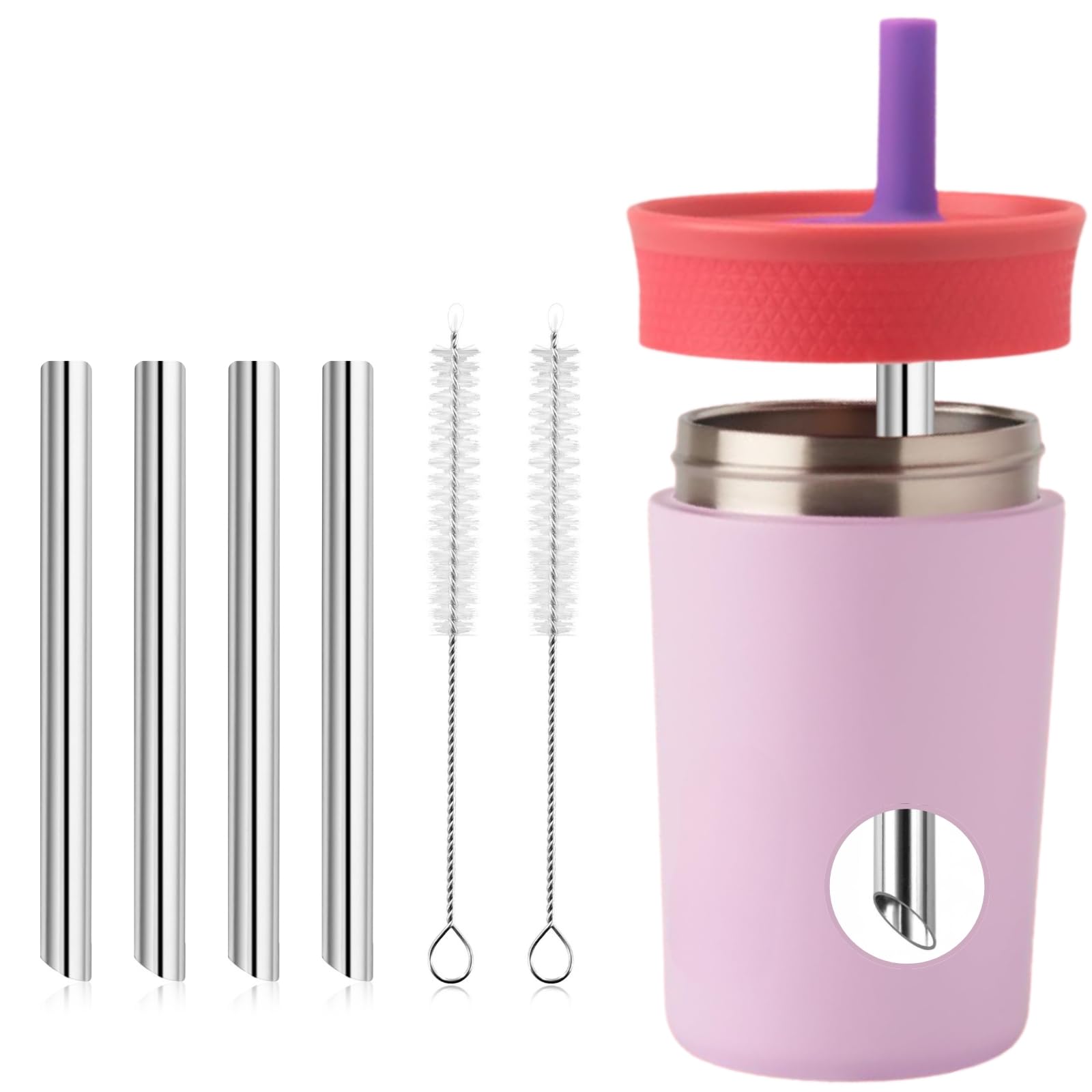 4PCS Replacement Metal Straw for Owala Kids Insulation Stainless Steel Tumbler 12oz water bottle, Reusable Stainless Steel Repla