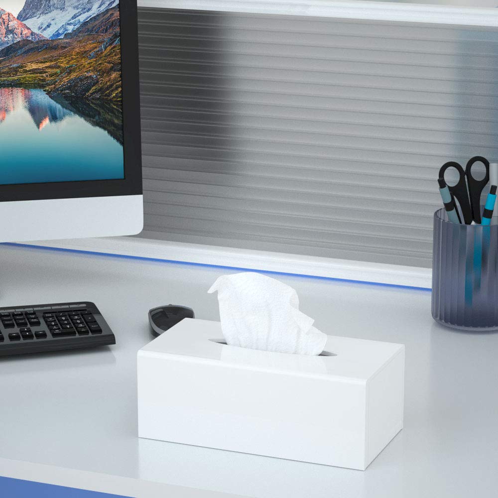 FEMELI Acrylic Tissue Box Cover Rectangular Facial Tissue Holder Case Dispenser for Bathroom Kitchen Bedroom Office
