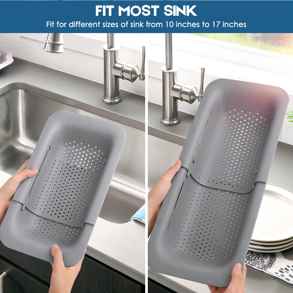 Collapsible Colander Kitchen Extendable Strainer Fruits Vegetables Noodle Pasta Food Drain Basket Space-Saver Portable Drainer O