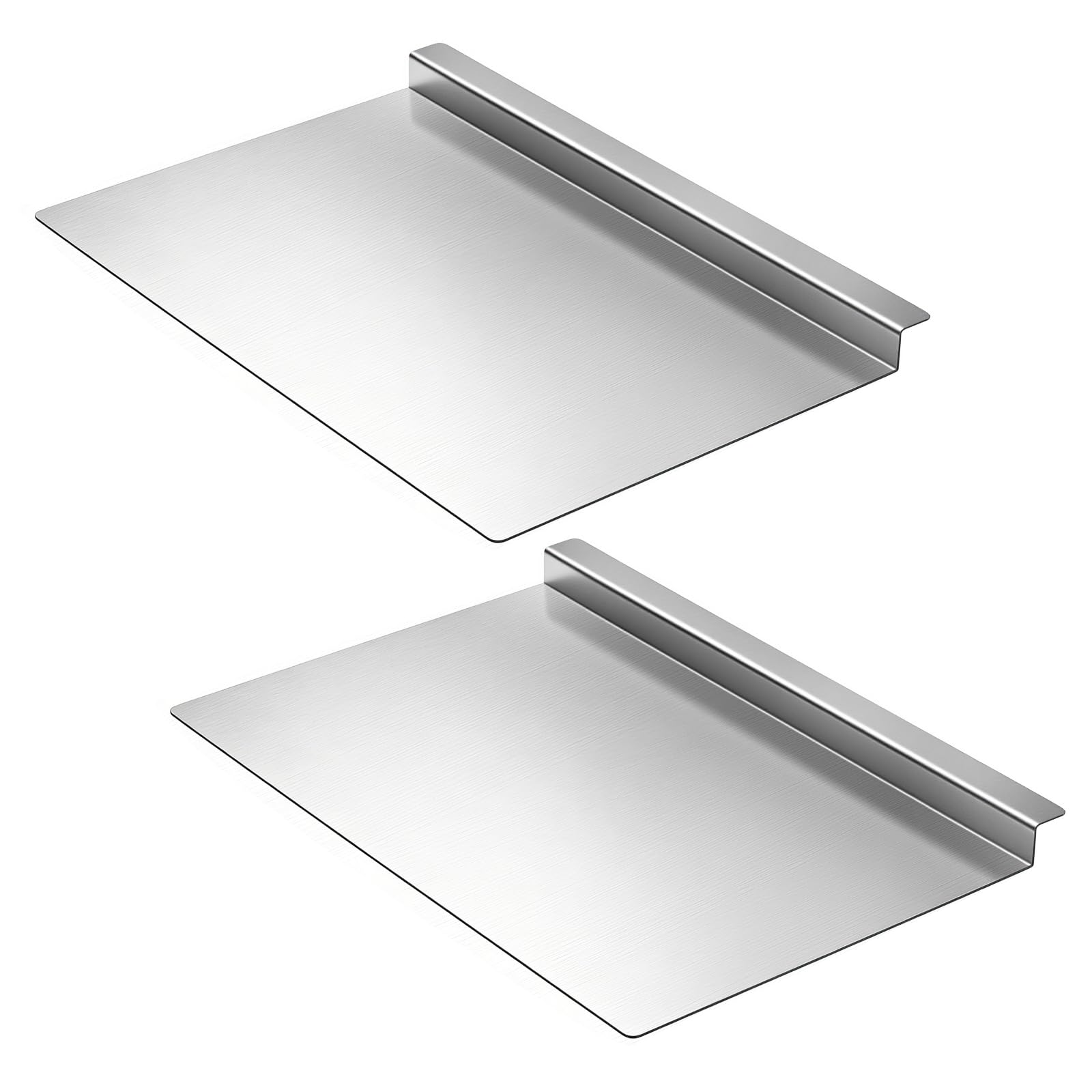 Gisafai 2 Pack 20 x 14 Inch Flat Cookie Sheet with Raised Edge Grip Rail, Aluminum Nonstick Baking Sheet Pan, Warp Resistant Ext