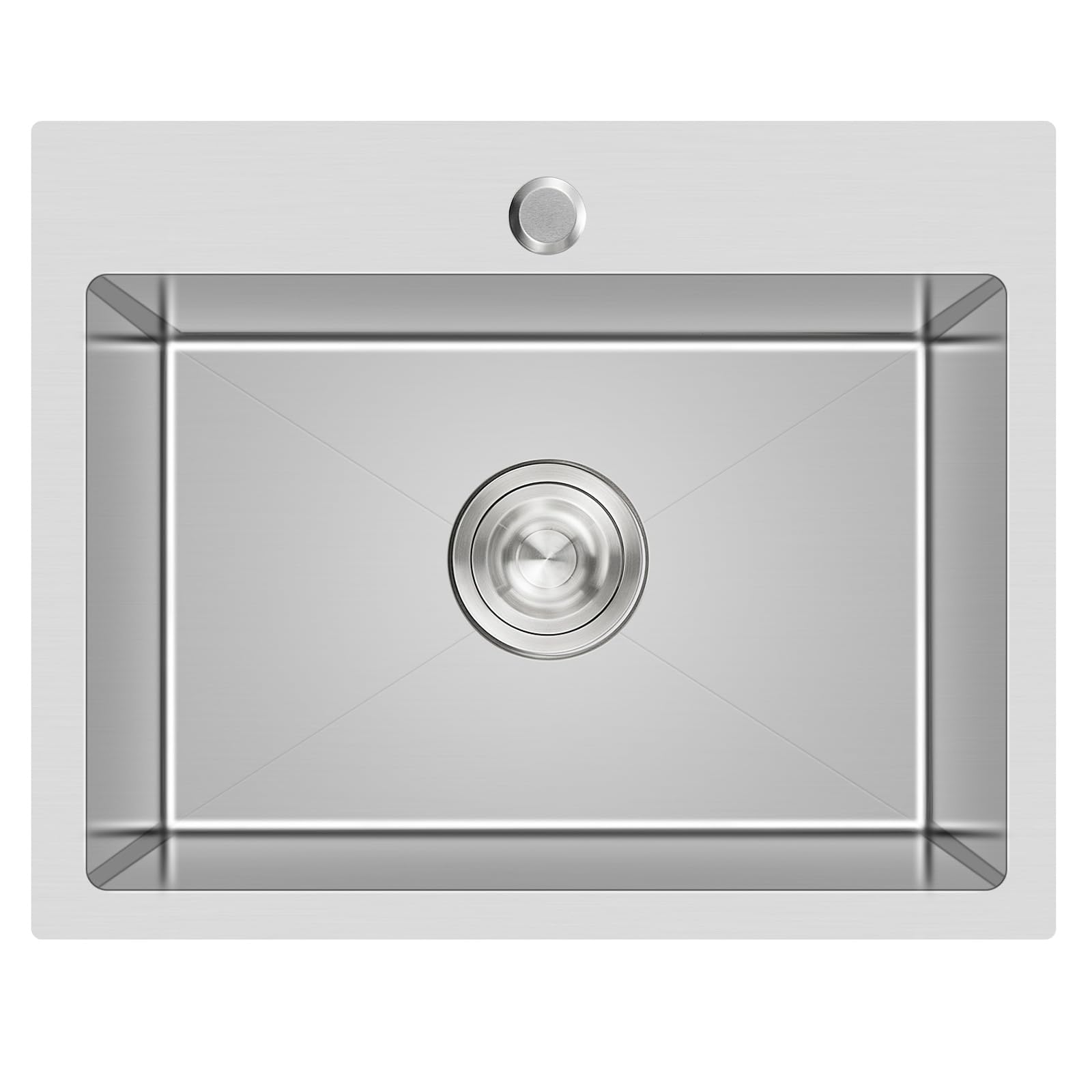 20-Inch Drop In Kitchen Sink, Tsibomu Stainless Steel Single Bowl Small Kitchen Sink Brushed Nickel,D20''Xw16''Xh9''