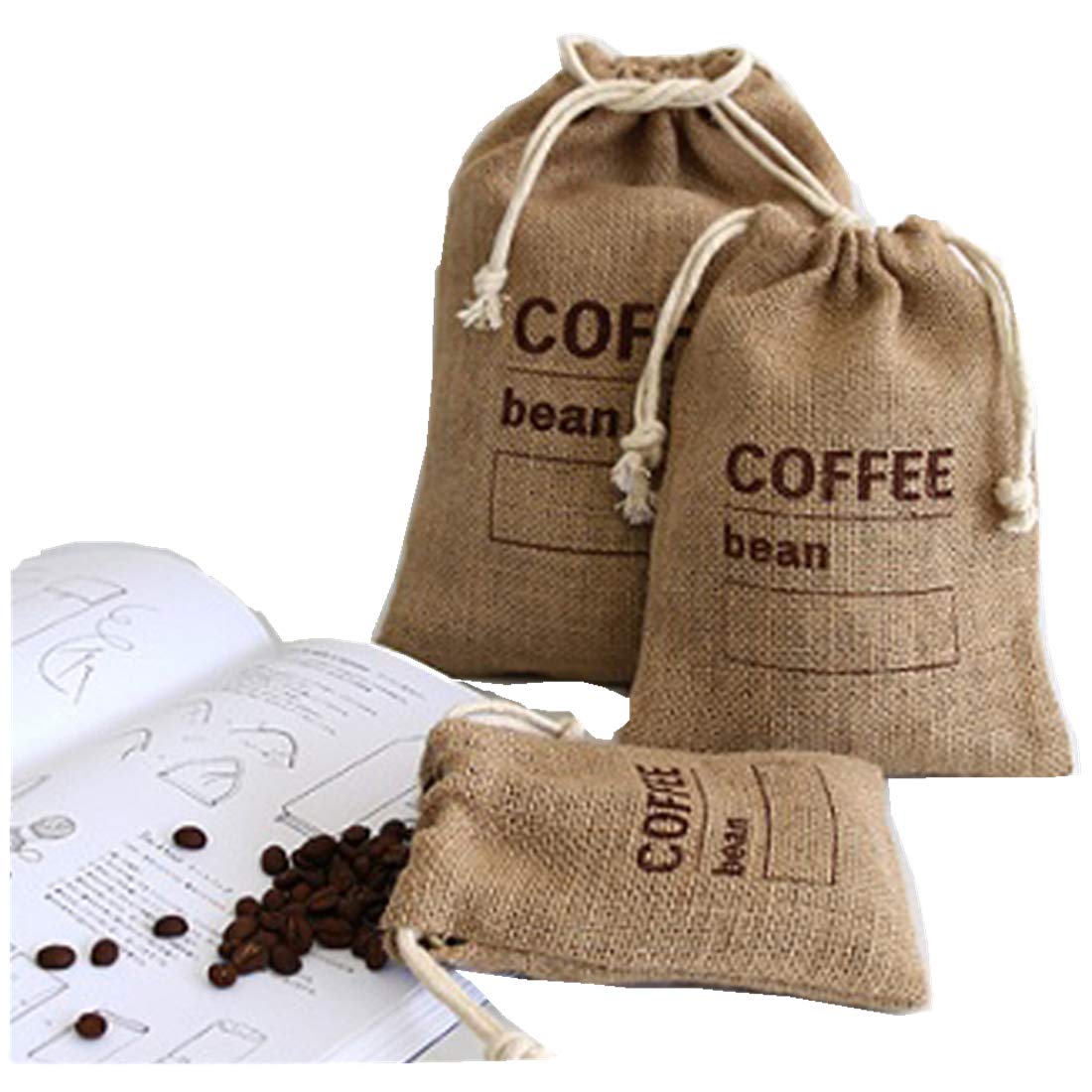 Cereals Jute Woven Bundles Coffee Bean Bags Kitchen Sundries Peas Bags Sacks Date Record Natural Burlap Bags Drawstring Reusable