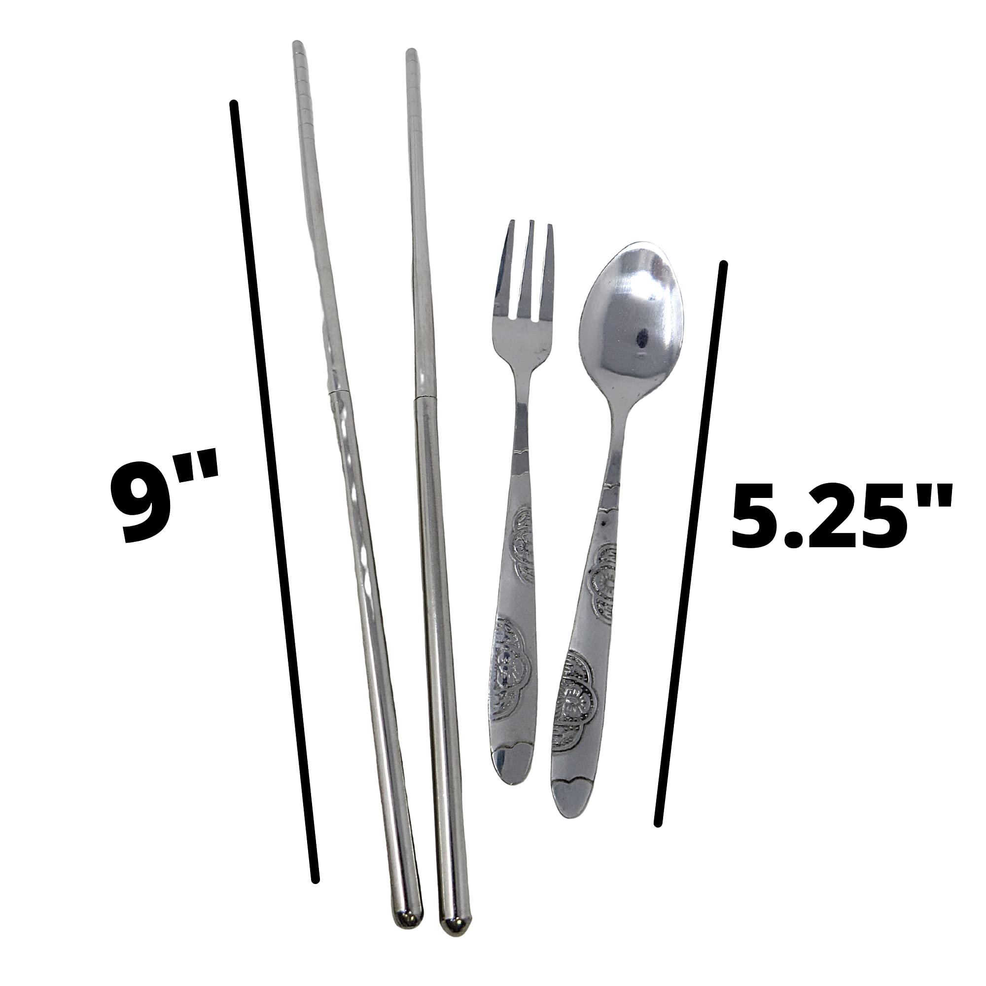 Portable Utensil Set With Stain Resistant Chopsticks, Fork, And Spoon, Travel Utensils For Purses And Backpacks, Black