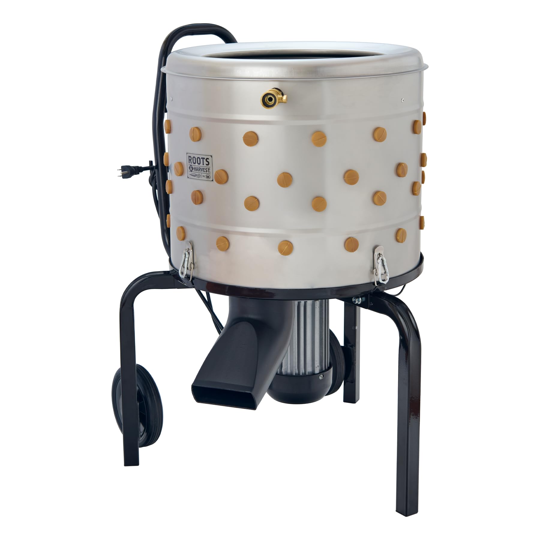 Roots & Harvest Poultry Plucker, 750 Watt, 20 Diameter Stainless Steel Drum with Rubber Fingers and Built in Water System