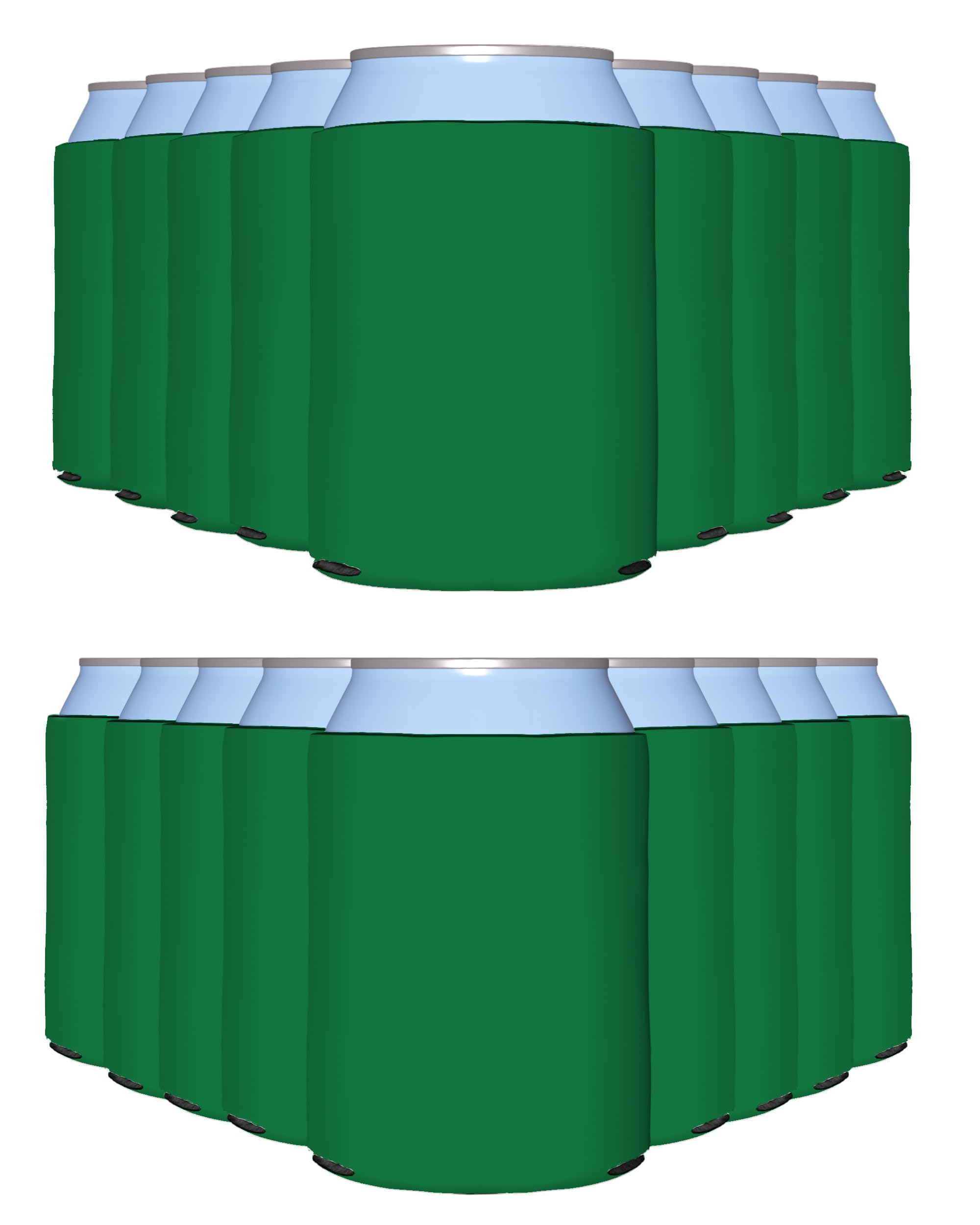 Partyprints Kelly Green Blank Can Sleeves - Collapsible Can Coolers - Bulk Diy, Wedding, Bachelorette Party - 100 Pack