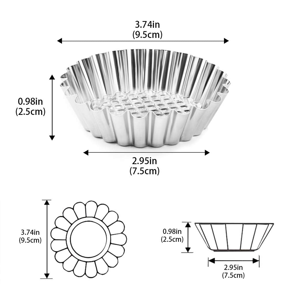Amytalk 20 Packs Cupcake Mold, 3.8Inch Stainless Steel Mini Pie Tartlet Cupcake Cake Muffin Mold Tin Pan Baking Tool
