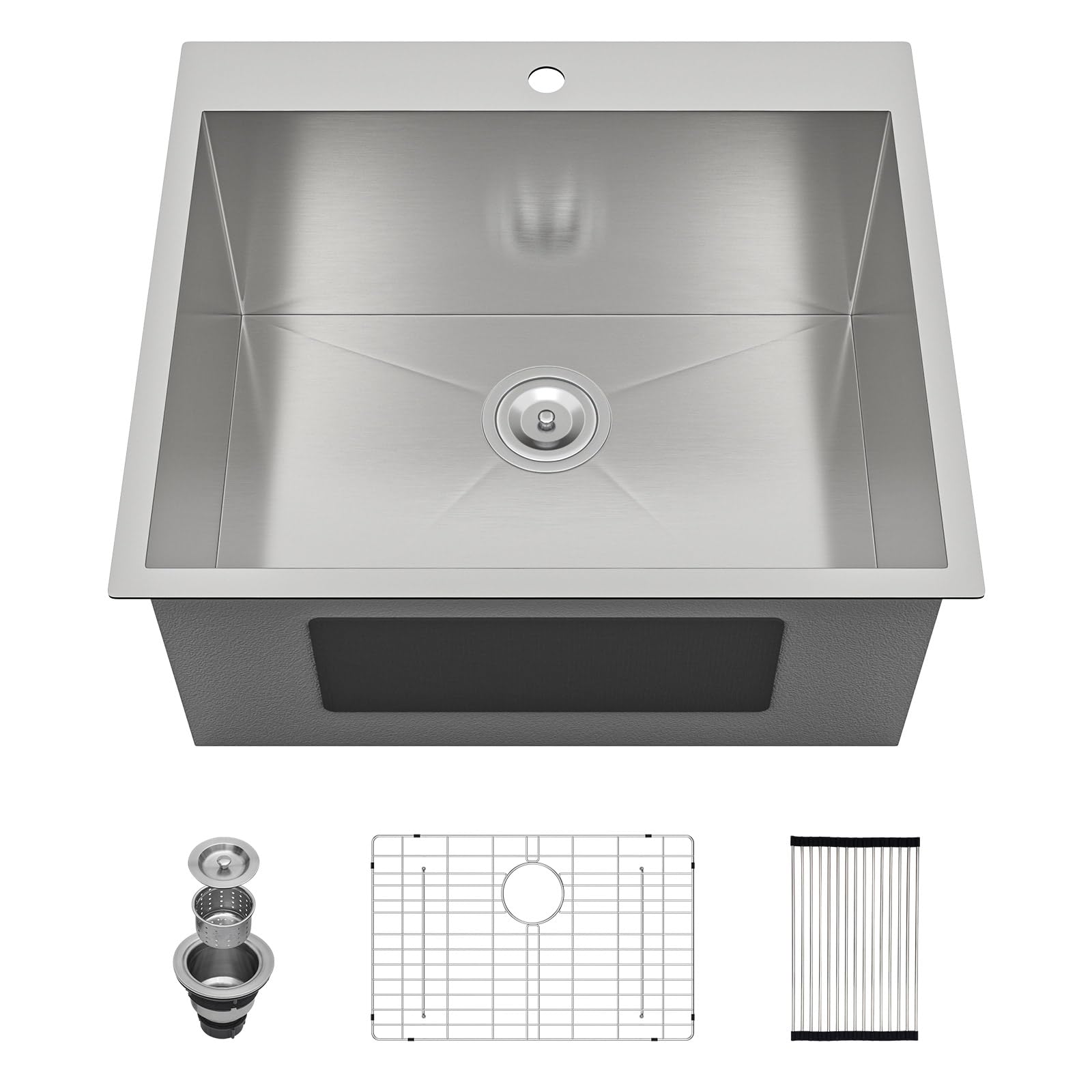 Lordear Laundry Room Drop Sink - 25x22x12 Deep In Laundry Utility Kitchen Sink Drop-in Topmount Single Bowl Sink 16 Gauge Stainl