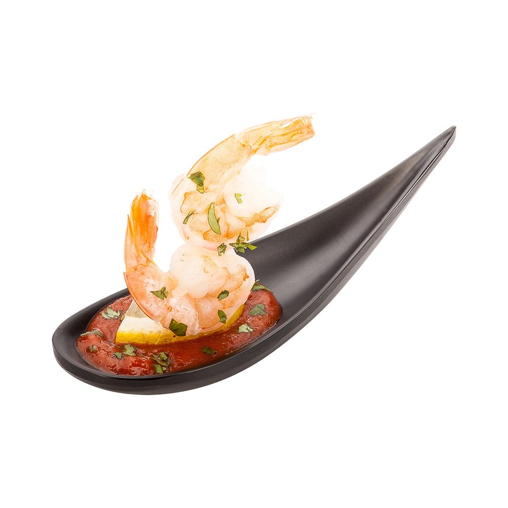 Restaurantware Voga 4.3 X 1.8 X 1.8 Inch Tasting Spoons 10 Teardrop Appetizer Tasting Spoons - Premium Versatile Black Melamine