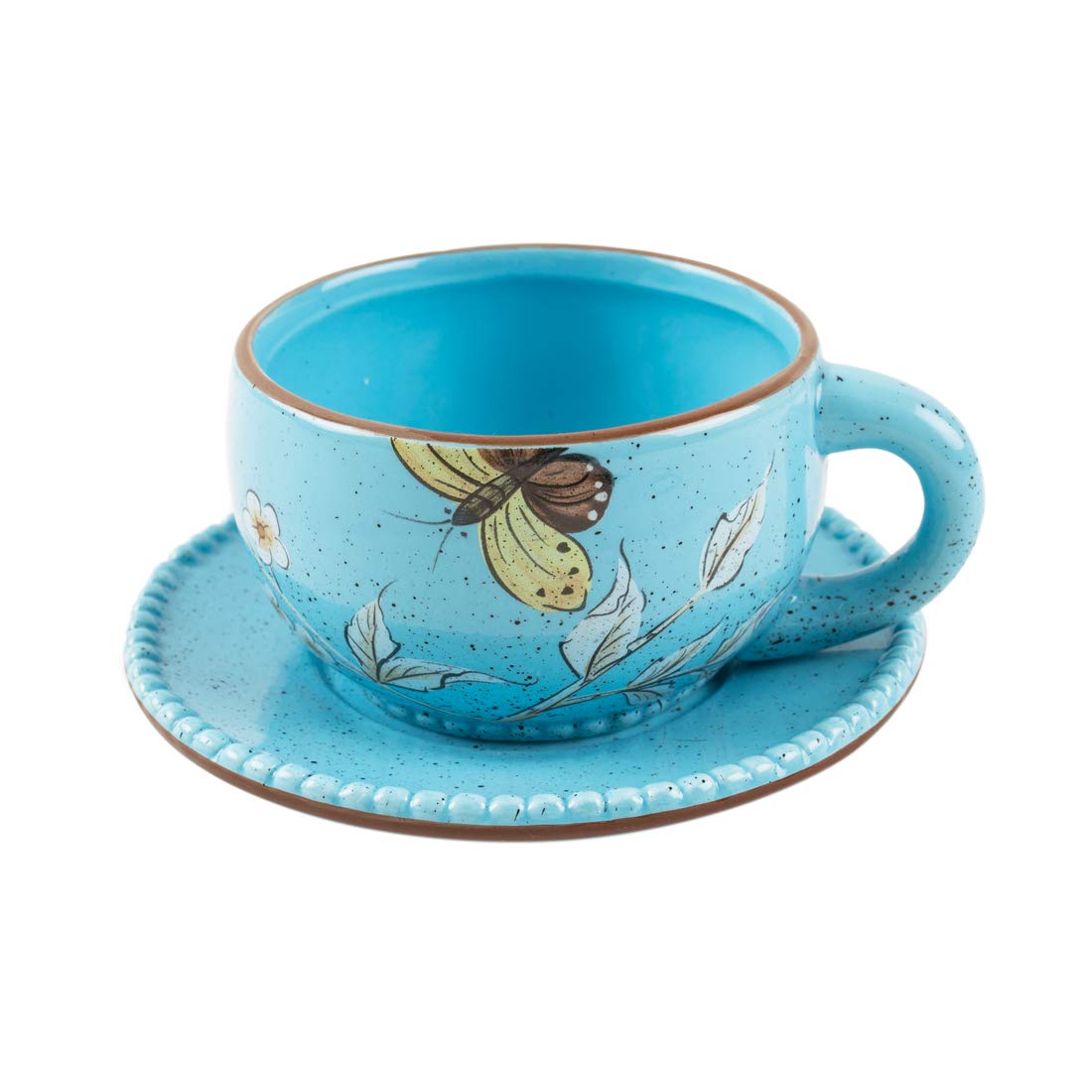 Chumbak Flora Butterfly Cup & Saucer- Blue