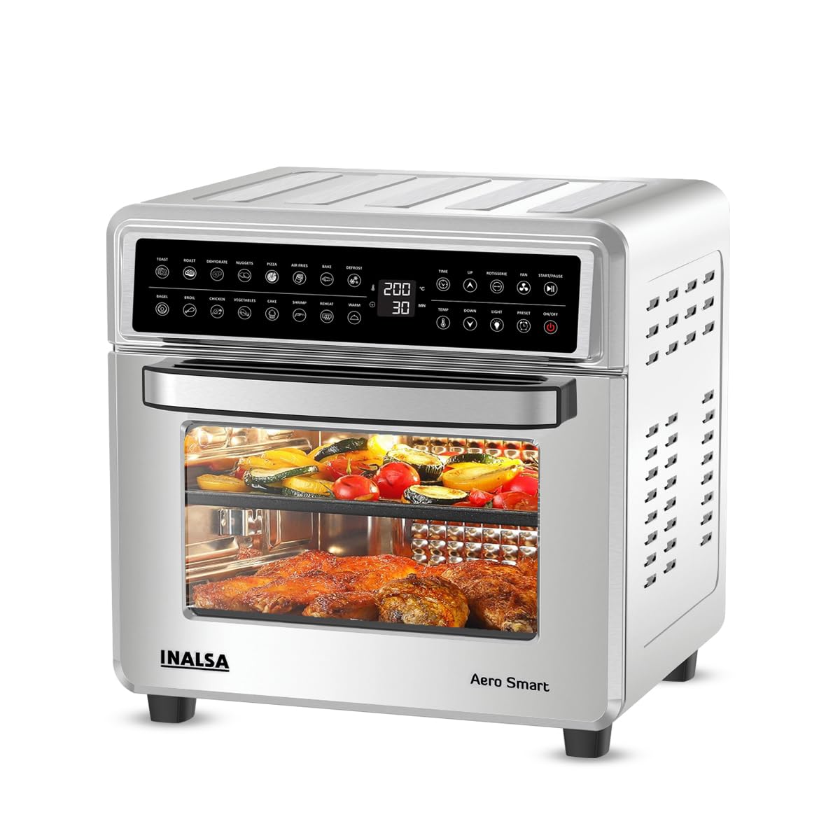 Inalsa Air Fryer Oven With 23L Capacity|1700 W-16 Preset Programs |Digital Display And Touch Control| Rotisserie & Convection| 9