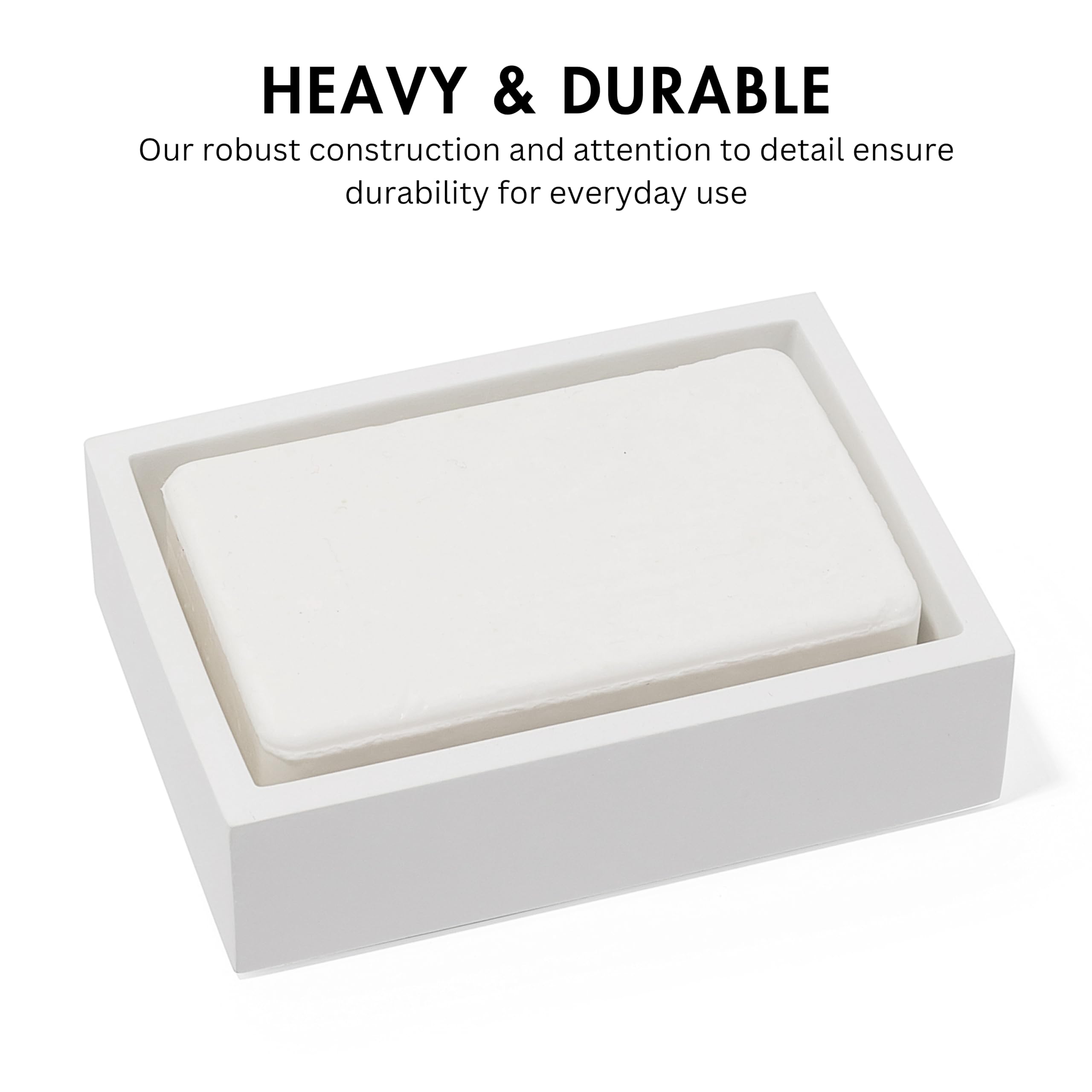 Yew Design - Matte White Square Soap Dish for Bathrooms and Kitchens