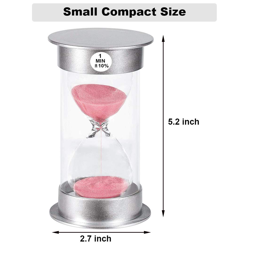 Suliao 3 Minute Hourglass Timer Sand Clock: Unbreakable Pink Sand Watch 3 Min, Colorful Plastic Hour Glass Sandglass For Games,