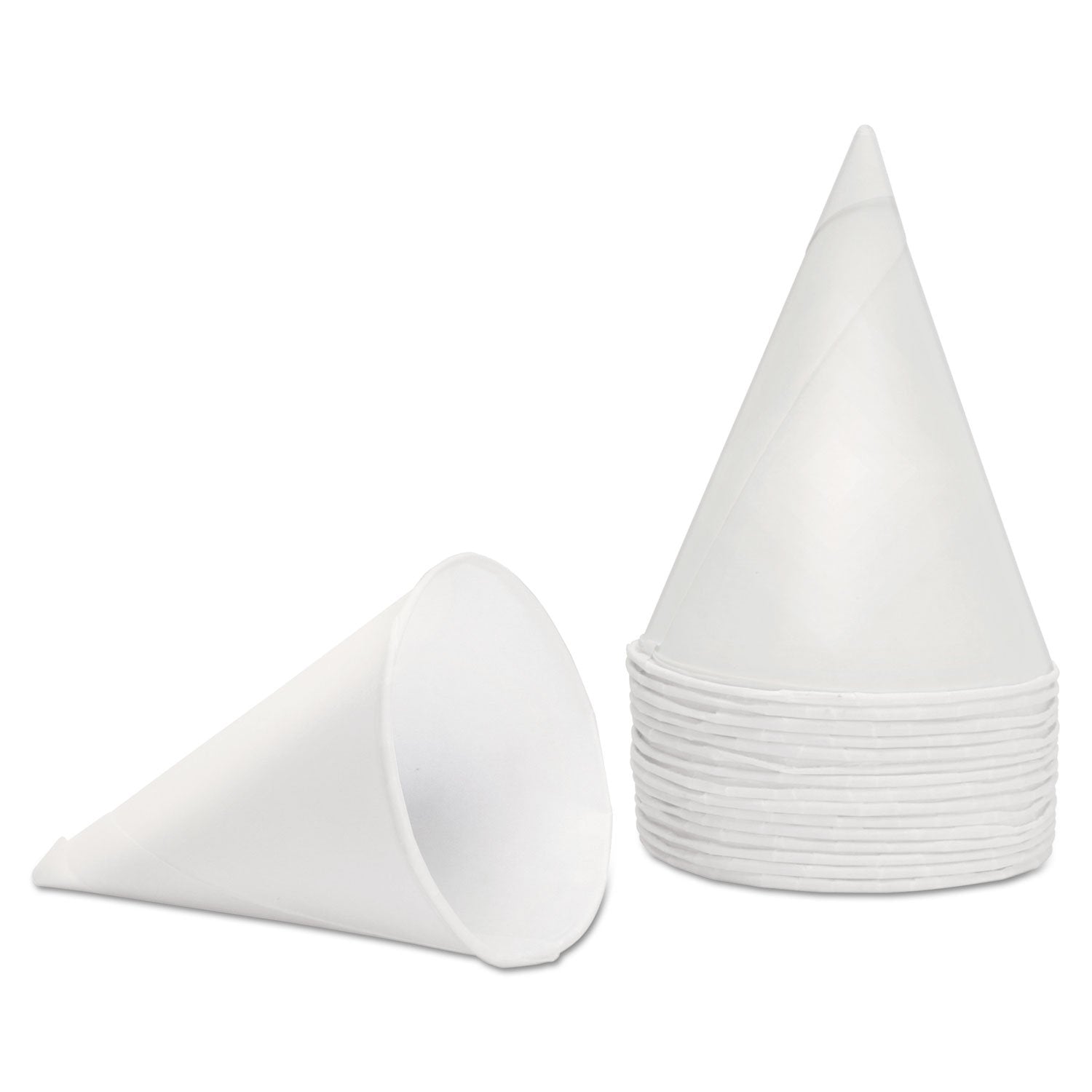 Konie 45Kbr Rolled Rim, Poly Bagged Paper Cone Cups, 4.5Oz, White (Case Of 5000)
