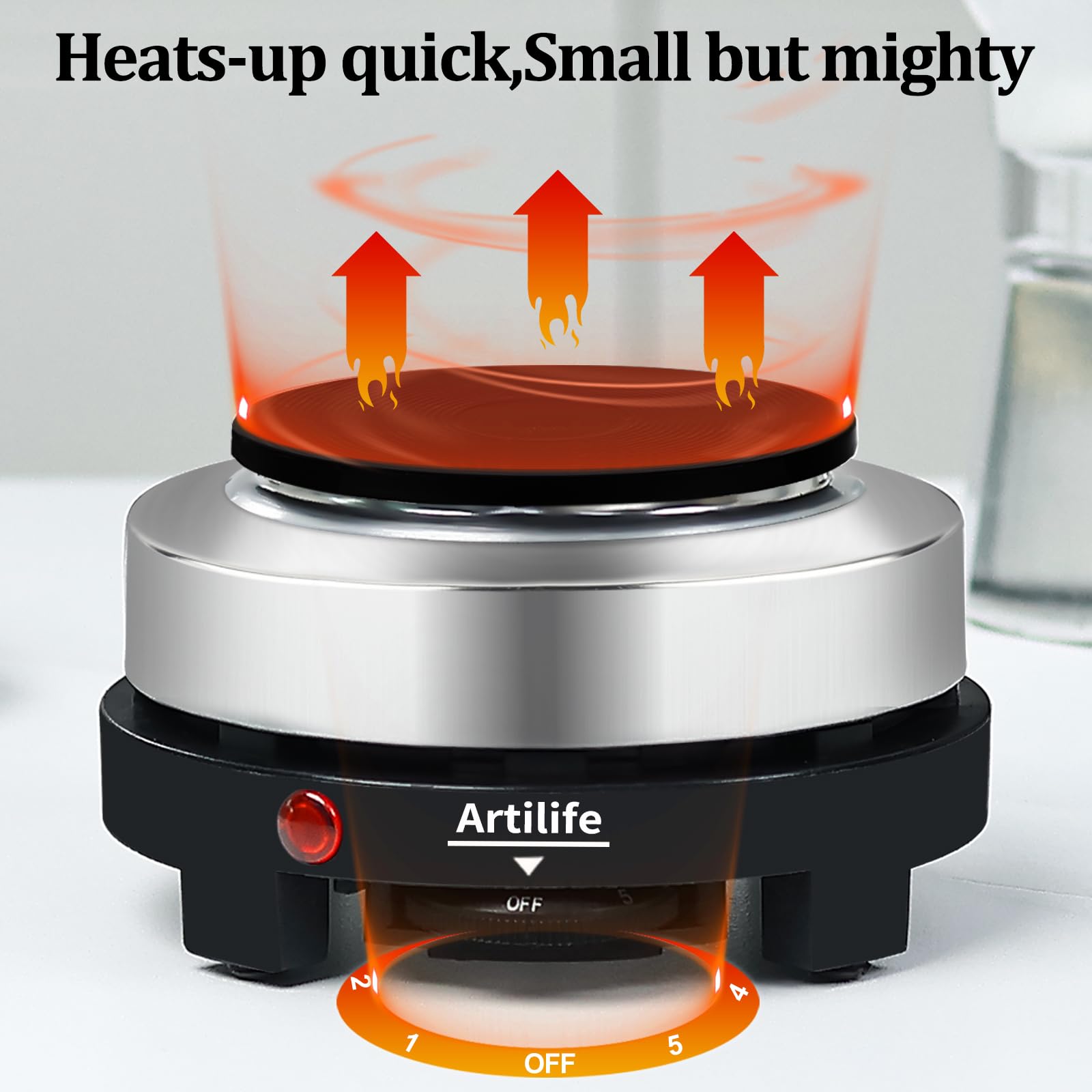 Artilife 500W Small Hot Plate Mini Hot Plate,Artilife 500W Small Electric Hot Plate,Mini Stove Electric Portable Stove Kitchen C
