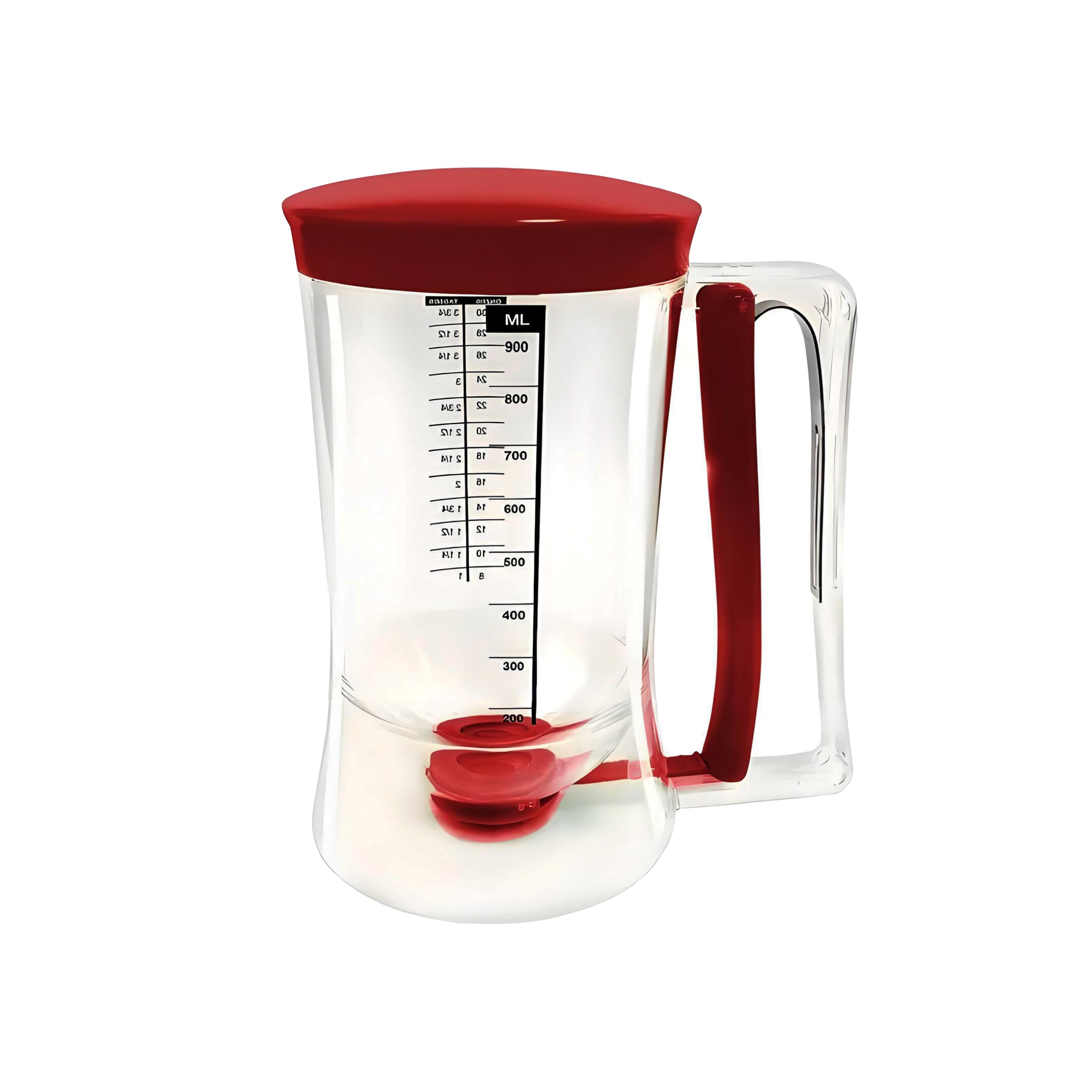 SoKalChw Pancake Batter Dispenser with Measuring Label, 4 Cup Capacity, 900ml With Squeeze Handle Kitchen Dispenser Bottle for P