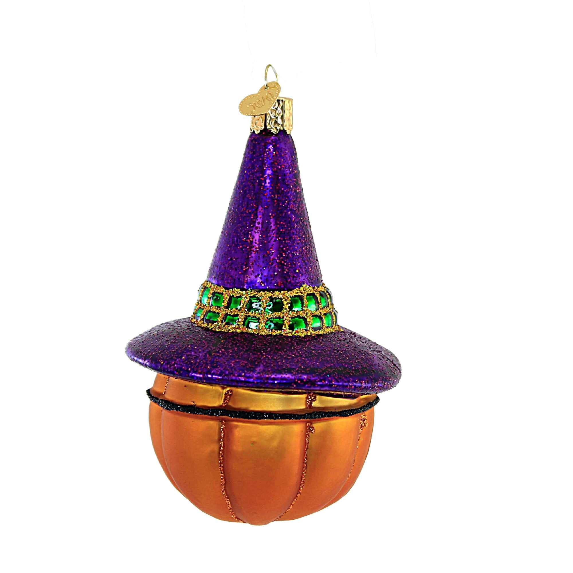 Old World Christmas Masked Witch Jack O'Lantern Glass Blown Ornament for Christmas Tree, Handcrafted Holiday Decoration, Hallowe