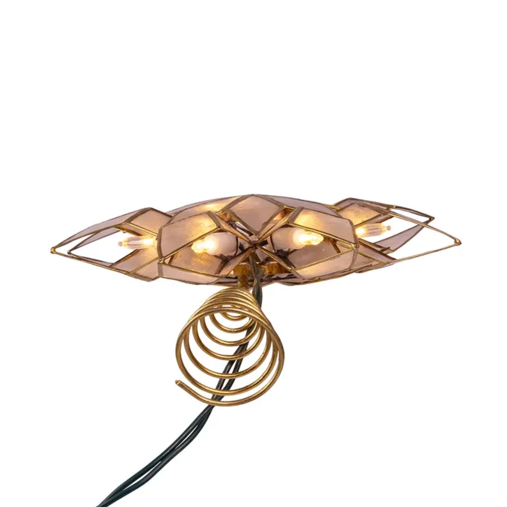 Kurt Adler 10-Light LED Capiz Star Tree Topper, 8-Point, Gold, 9.25