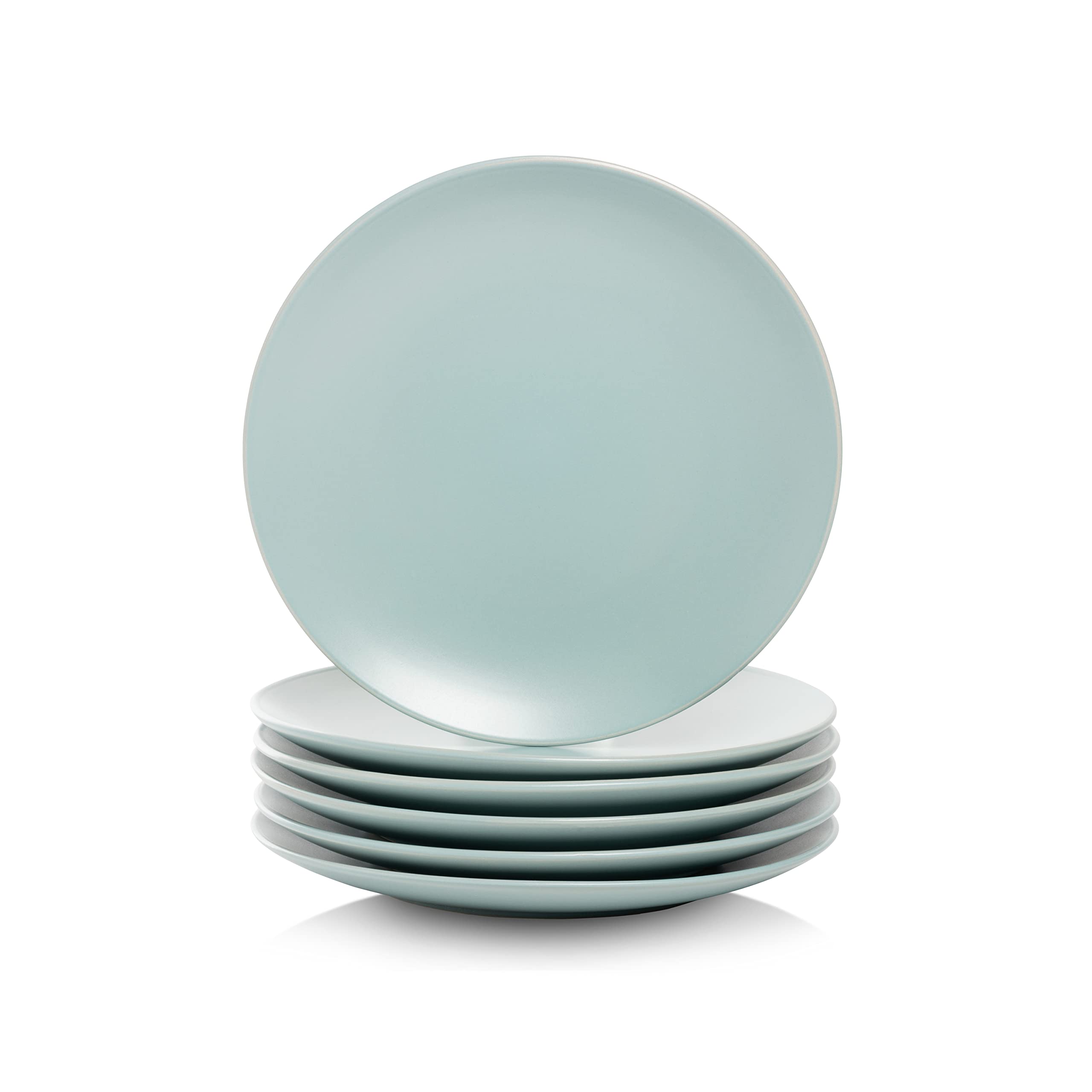 10 Strawberry Street Wazee Matte 8.25 Coupe Salad Plate, Set of 6, Mineral Blue