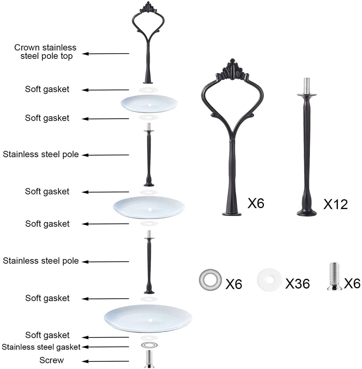 6 Set Tiered Tray Hardware For Cake Stand Mold Crown 3 Tier Cake Stand Fittings Hardware Holder For Wedding And Party Making Res