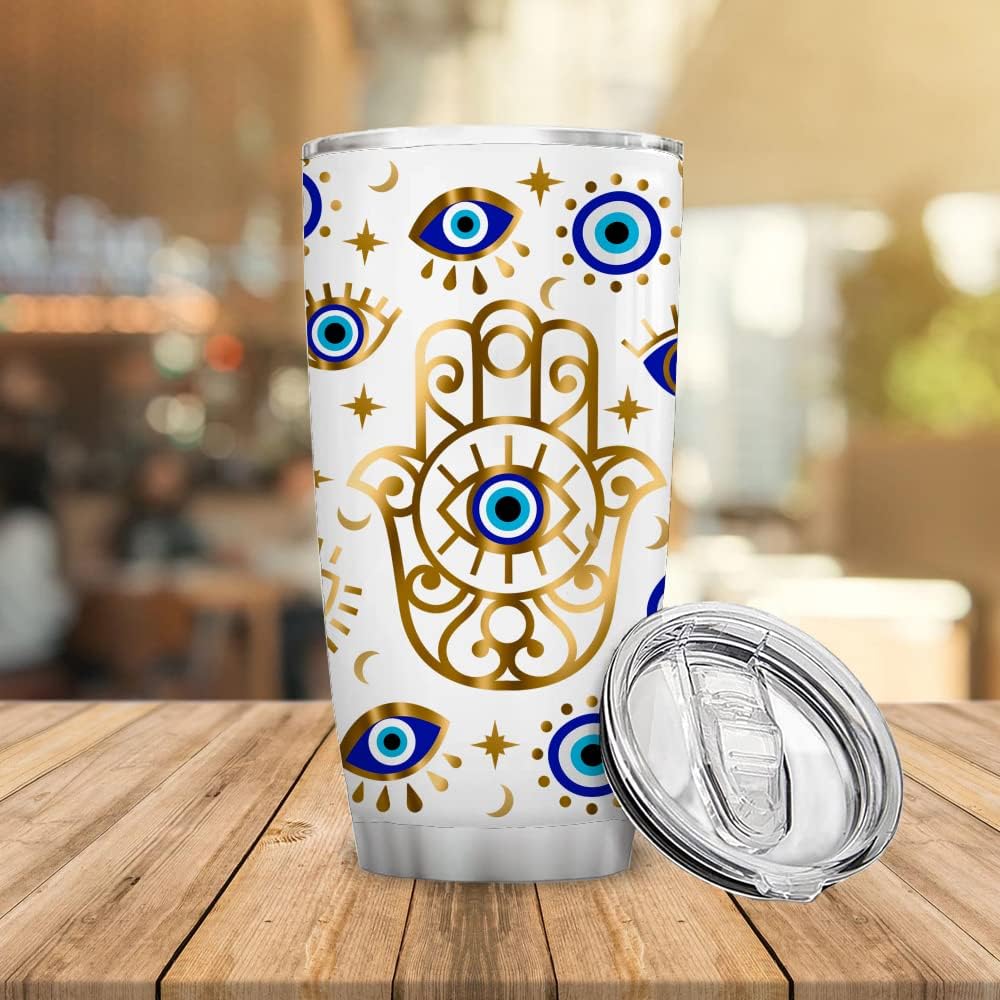 Athand Evil Eyes Coffee Mug Insulated Tumblers Cup With Lid 20 Oz | Stainless Steel Vacuum Tumbler Travel Iced Coffee Mugs | Bes